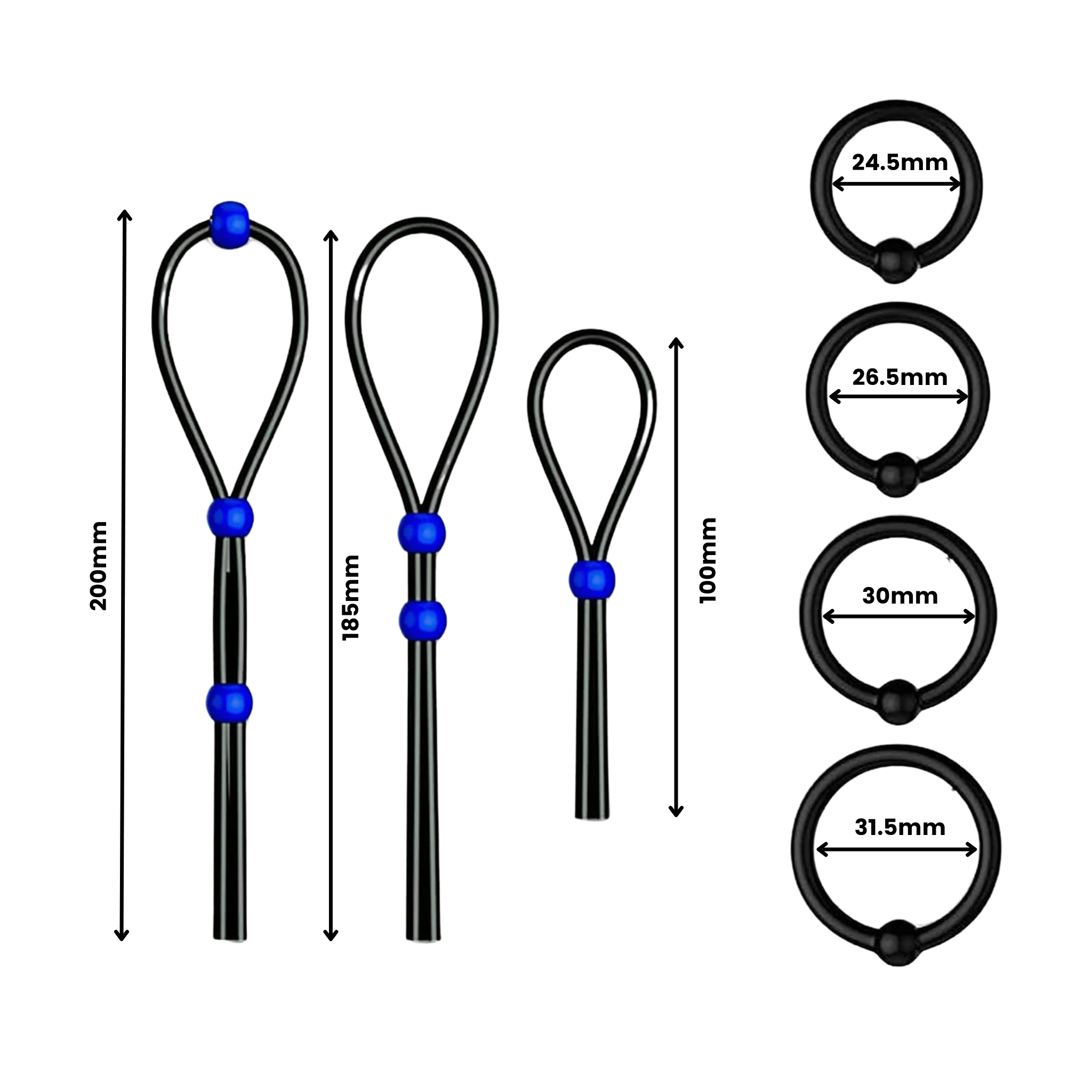 Total Control Silicone Cock Ring and Loop Set (7pcs) - 4Play Essentials