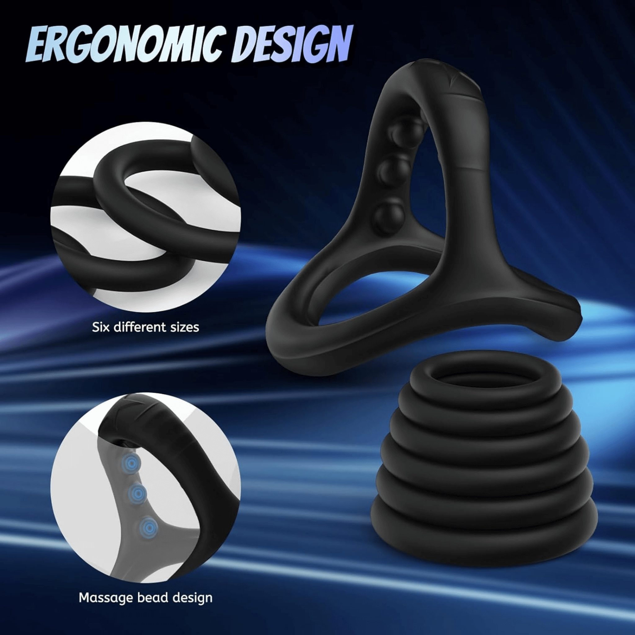 Stay & Play Silicone Penis Ring Set (7pcs) - 4Play Essentials