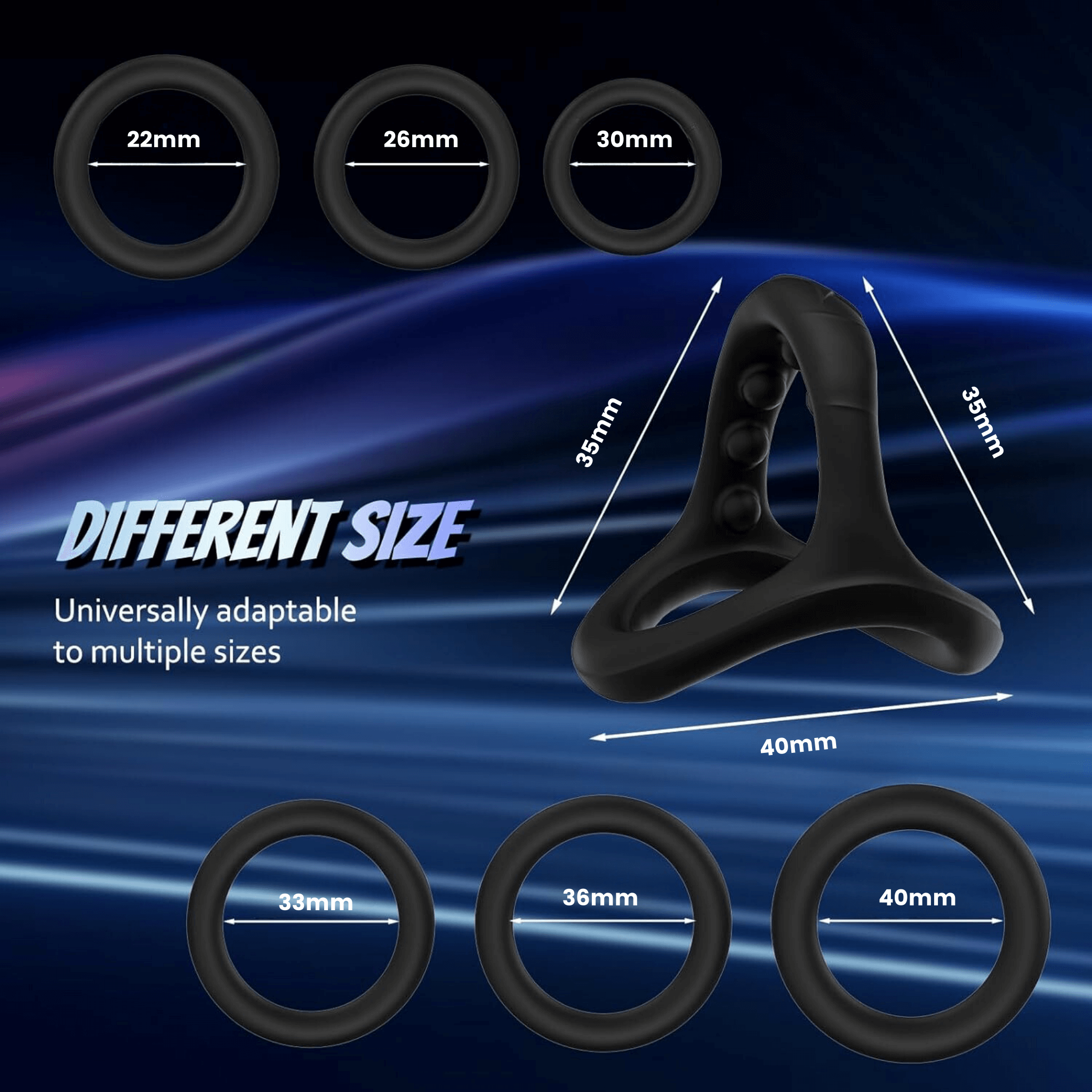 Stay & Play Silicone Penis Ring Set (7pcs) - 4Play Essentials