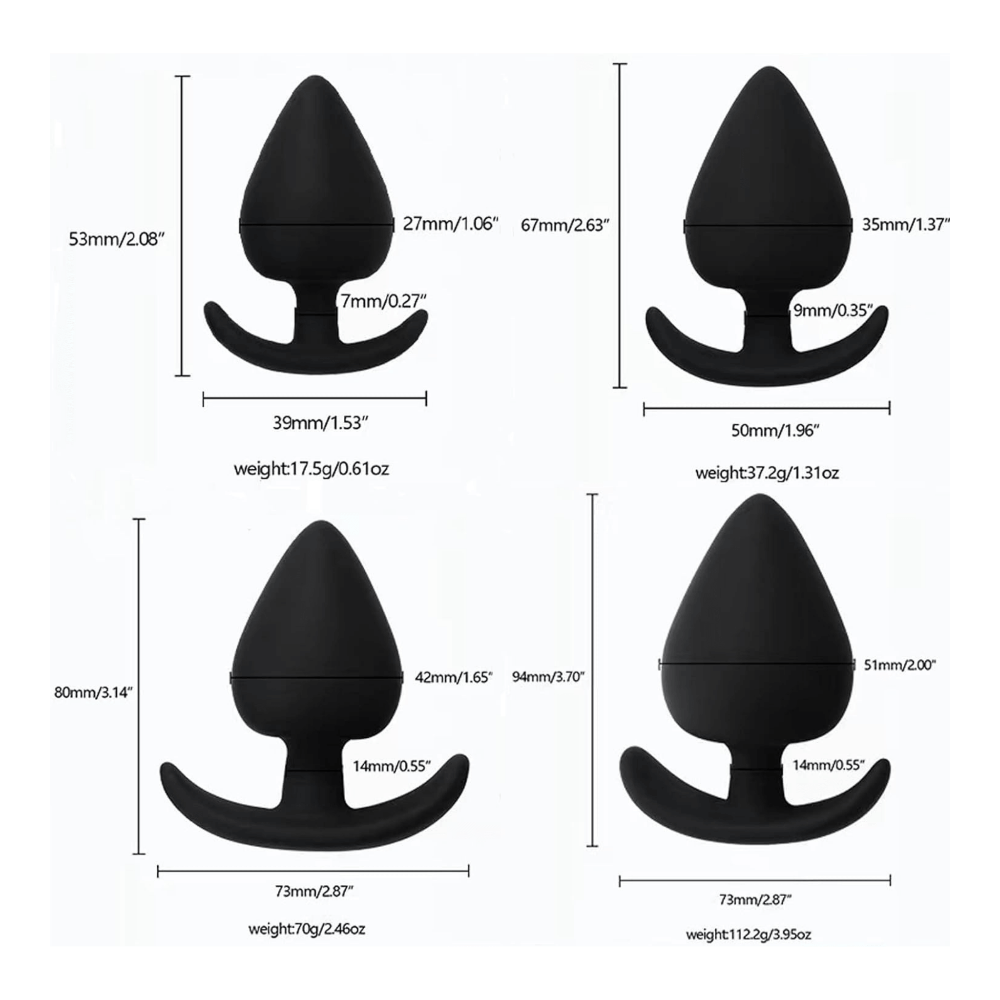 Teardrop Silicone Butt Plug Set (4pcs) - 4Play Essentials