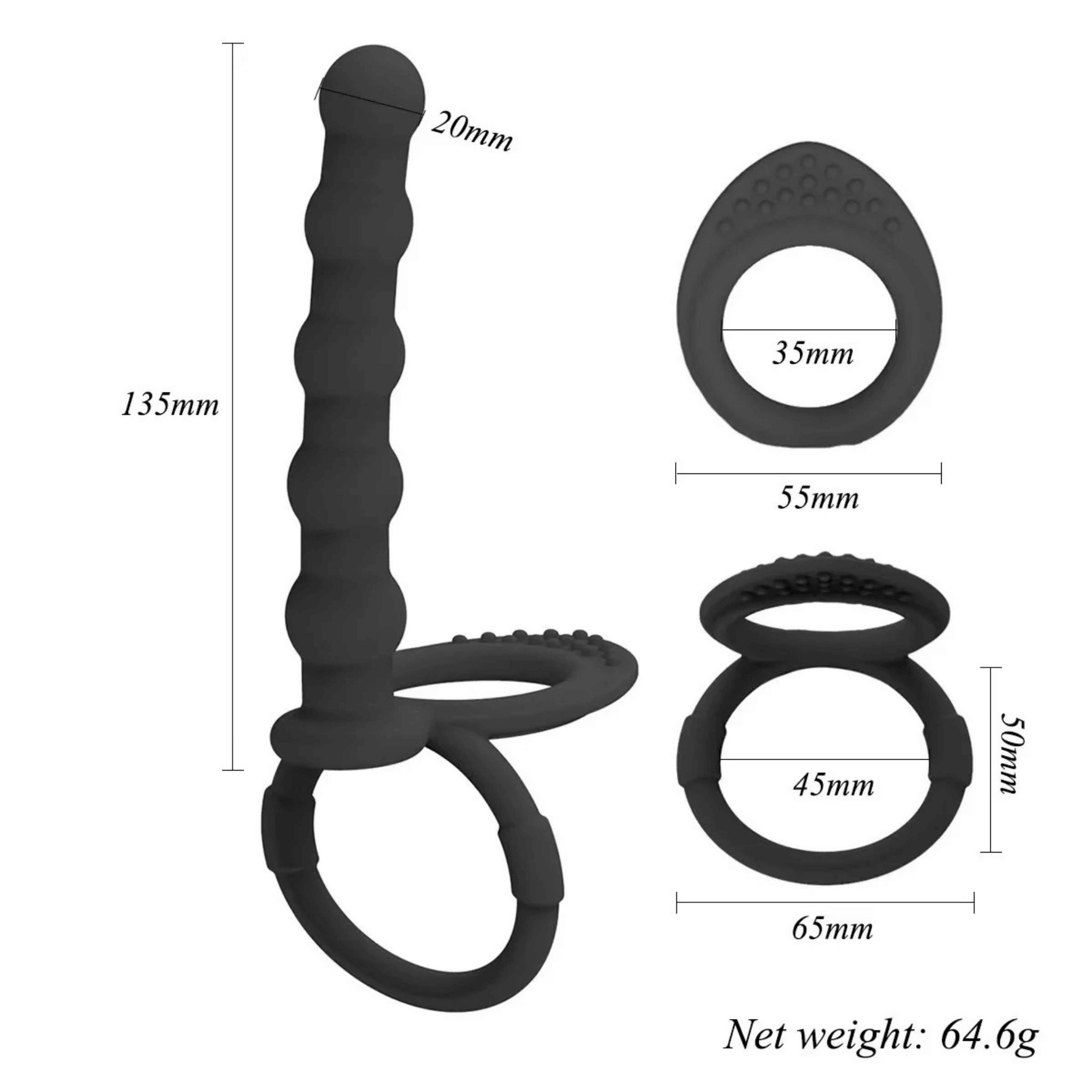 Silicone Double Penetration Strap-On Cock Ring - 4Play Essentials
