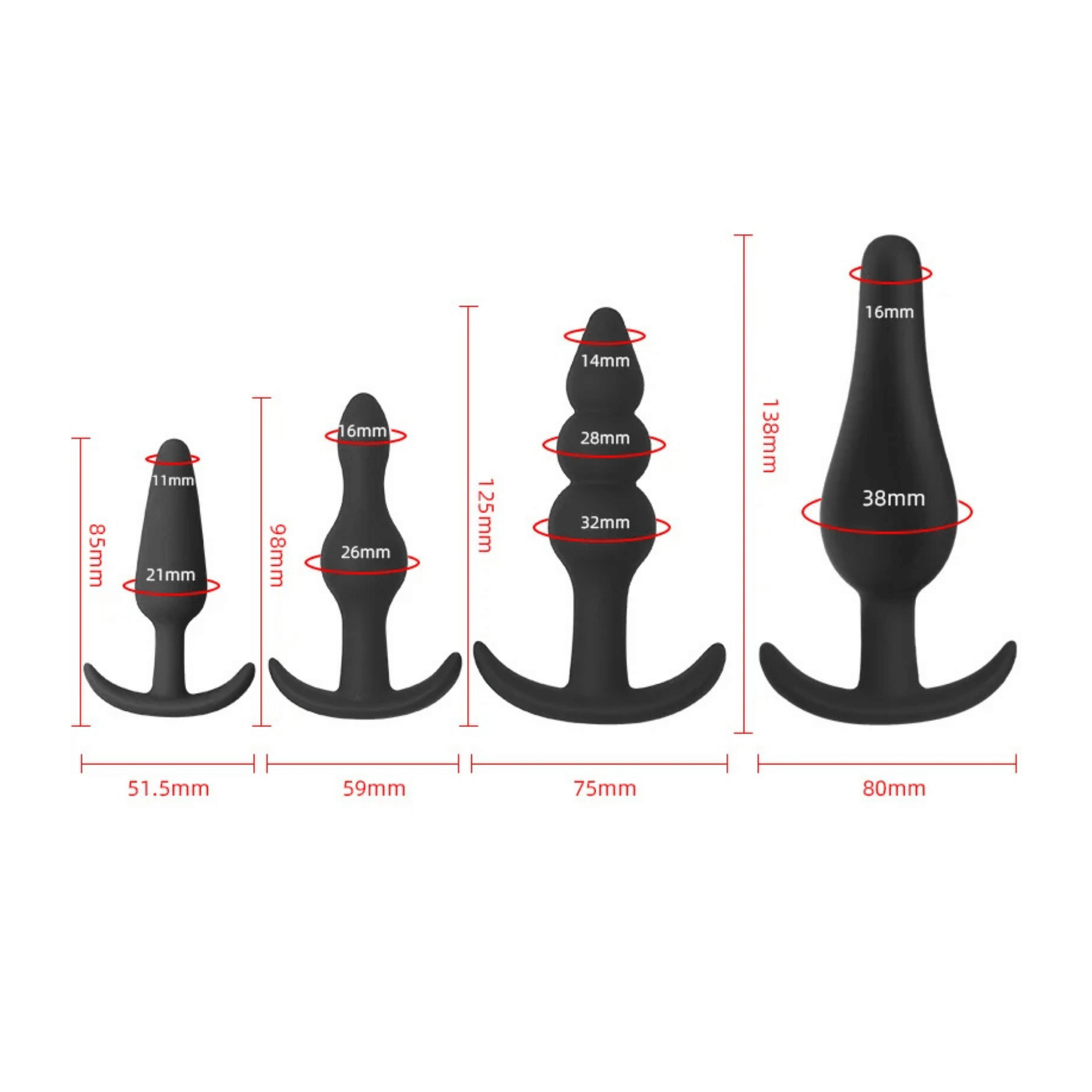 Contoured Comfort Silicone Butt Plug Set (4pcs) - 4Play Essentials