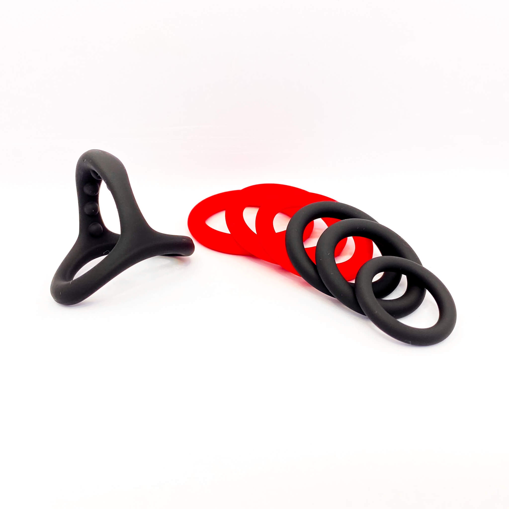 7 piece silicone cock ring set red