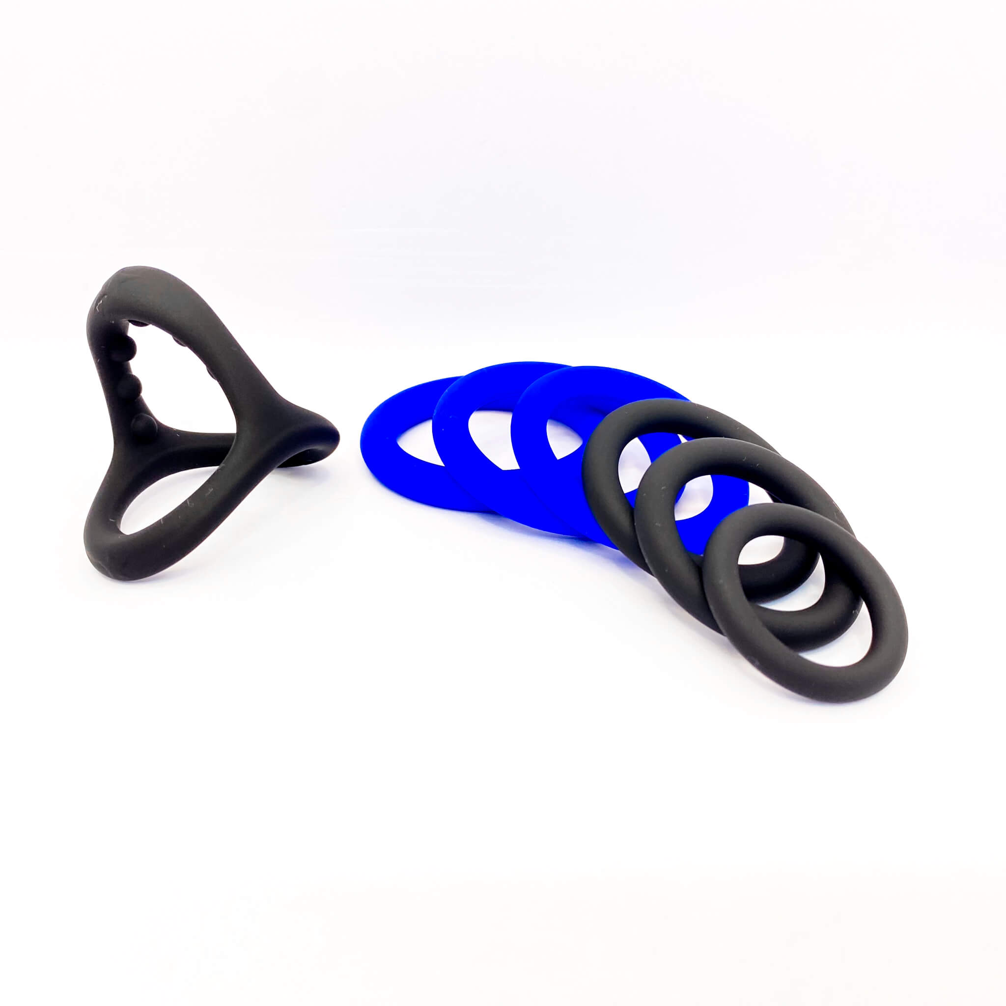 7 piece silicone cock ring set blue