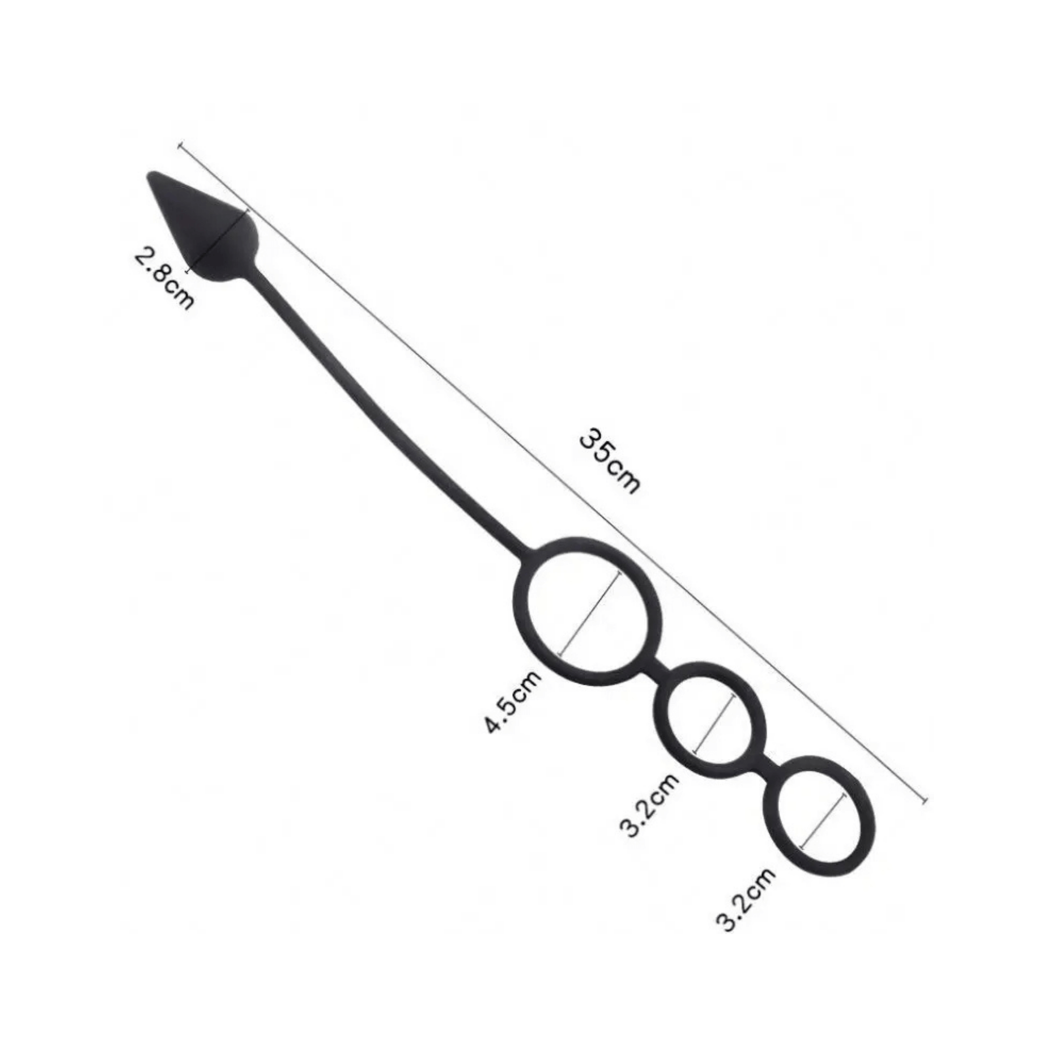 Silicone Tri-Cock Ring with Butt Plug (28mm)