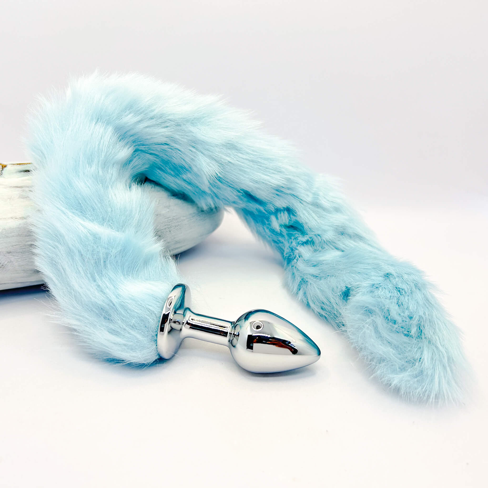 Blue Fox Tail Metal Butt Plug