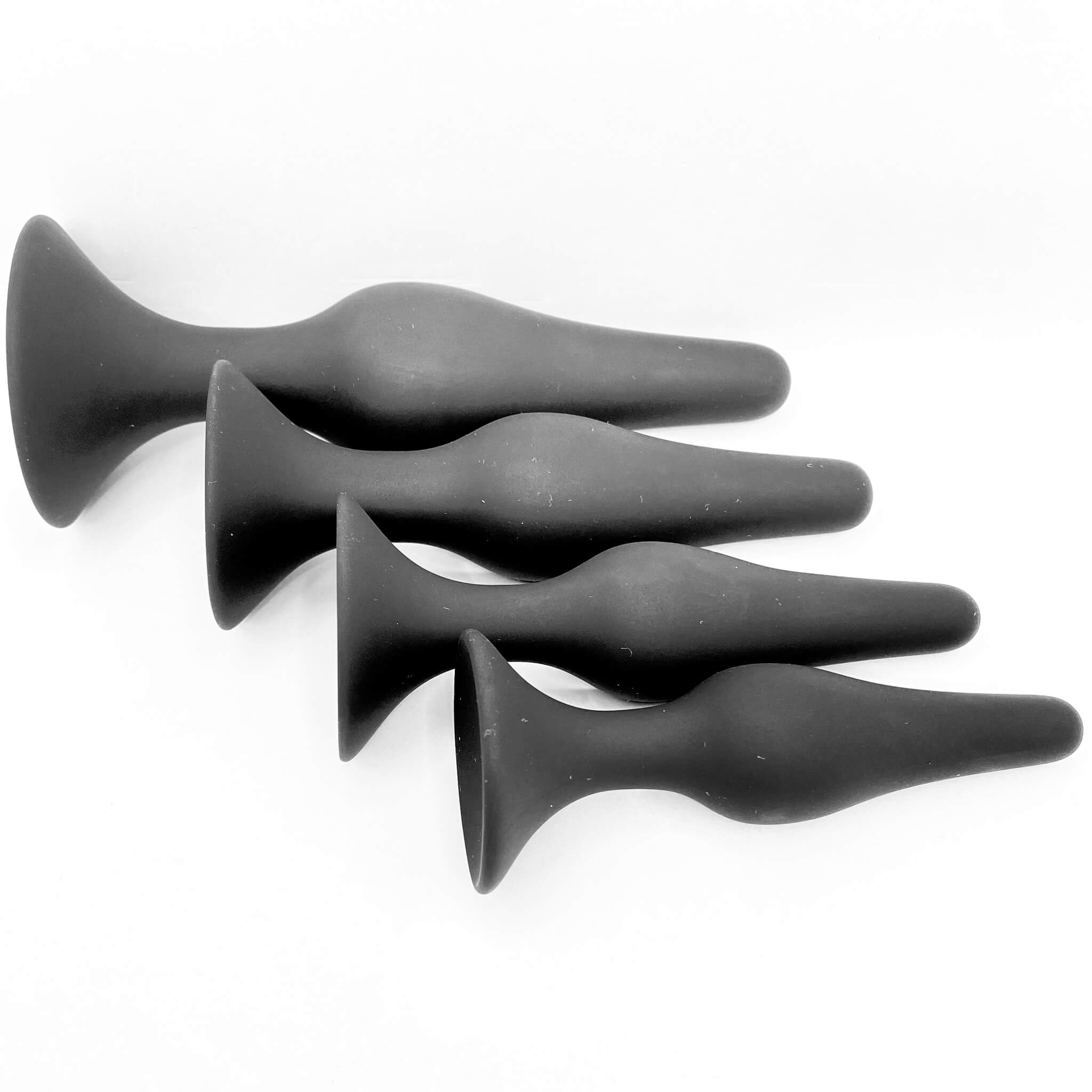 Bottleneck Silicone Butt Plug Set with Suction Base