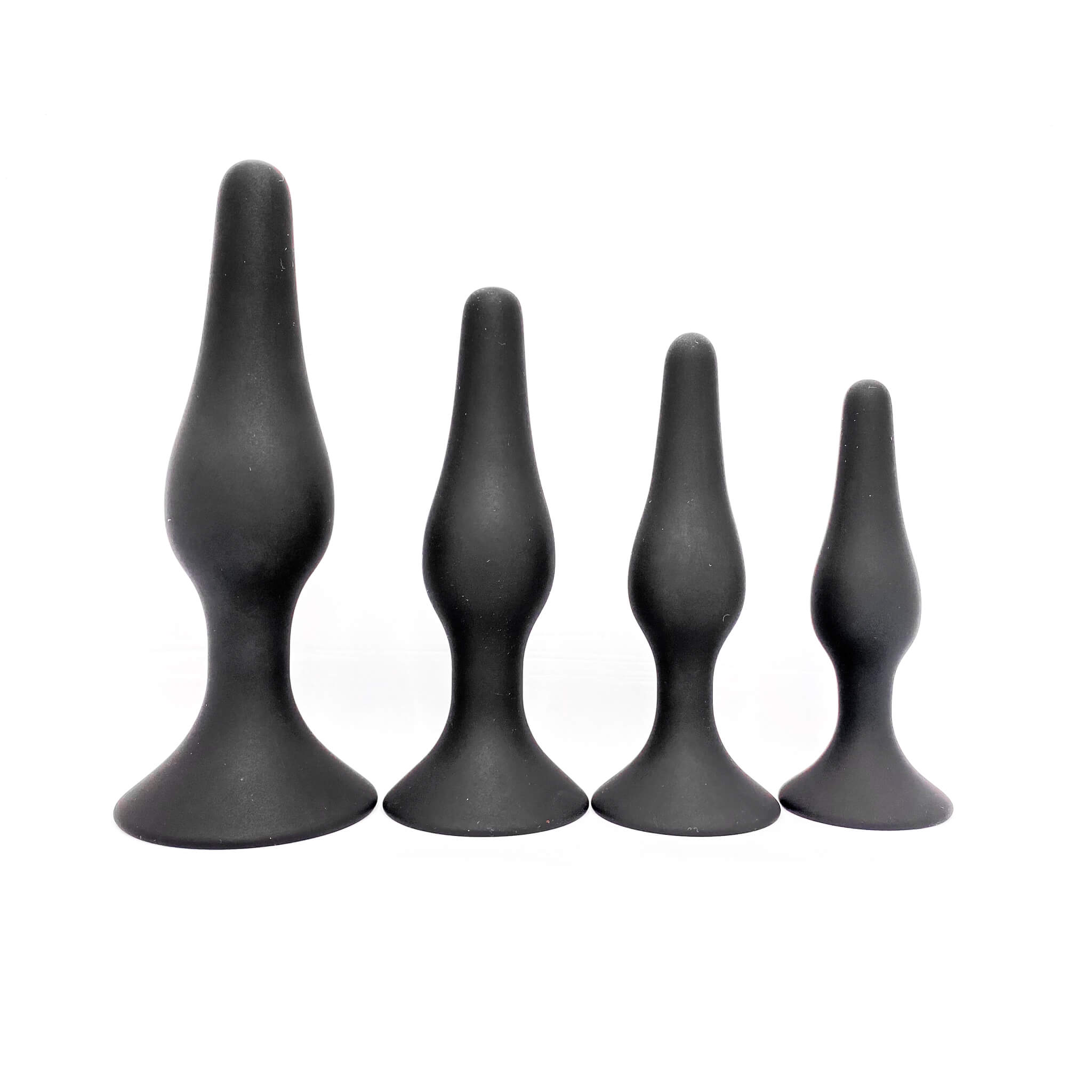 Bottleneck Silicone Butt Plug Set with Suction Base (4pcs)