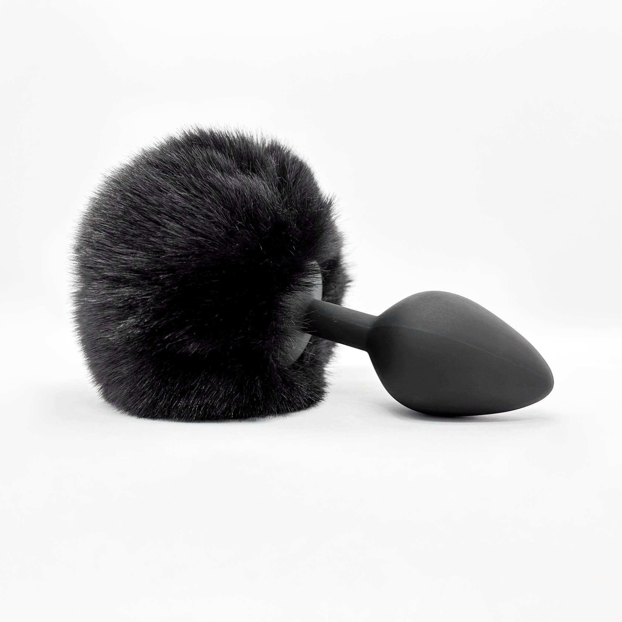 Bunny Tail with Silicone Butt Plug black