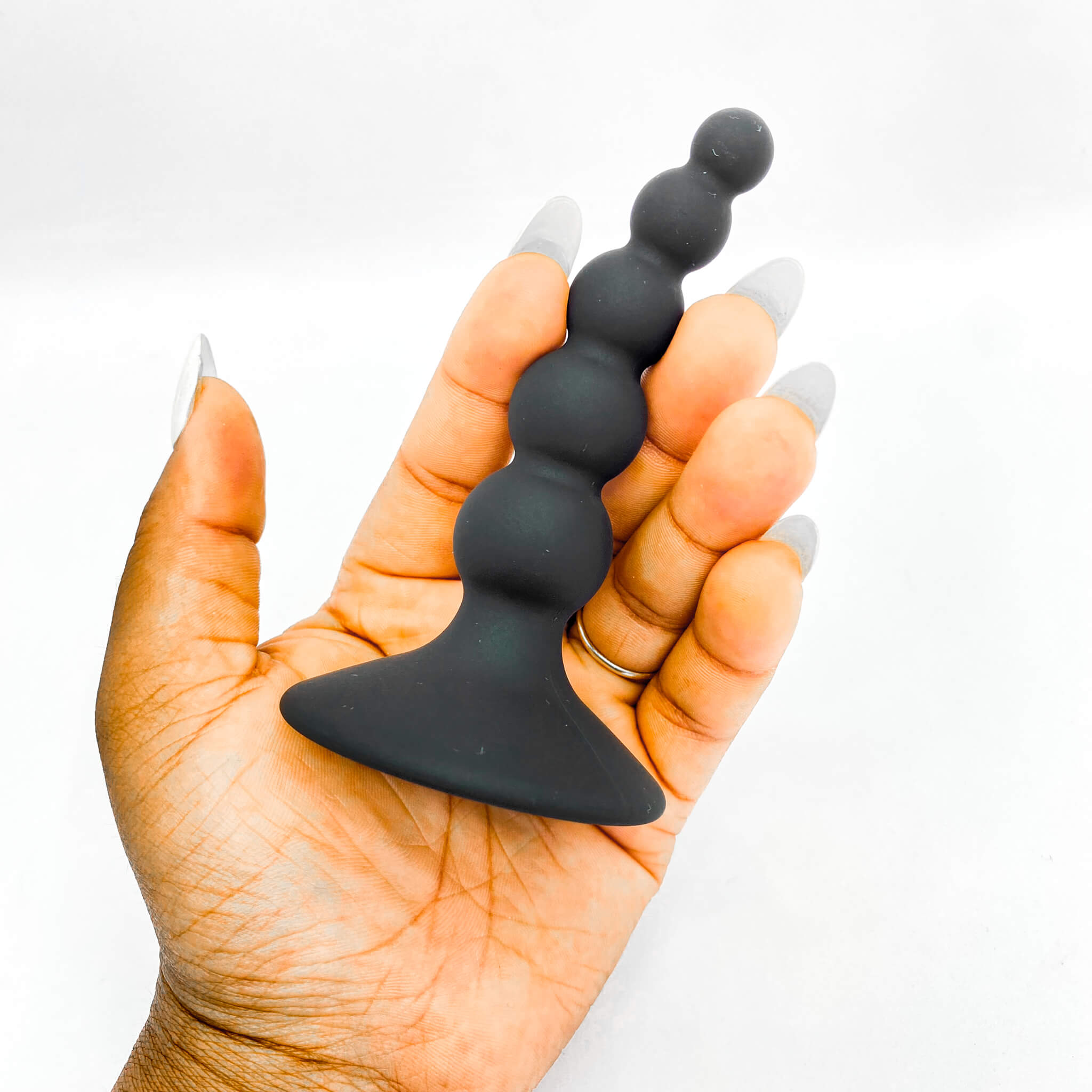 Curved Silicone Beaded Butt Plug