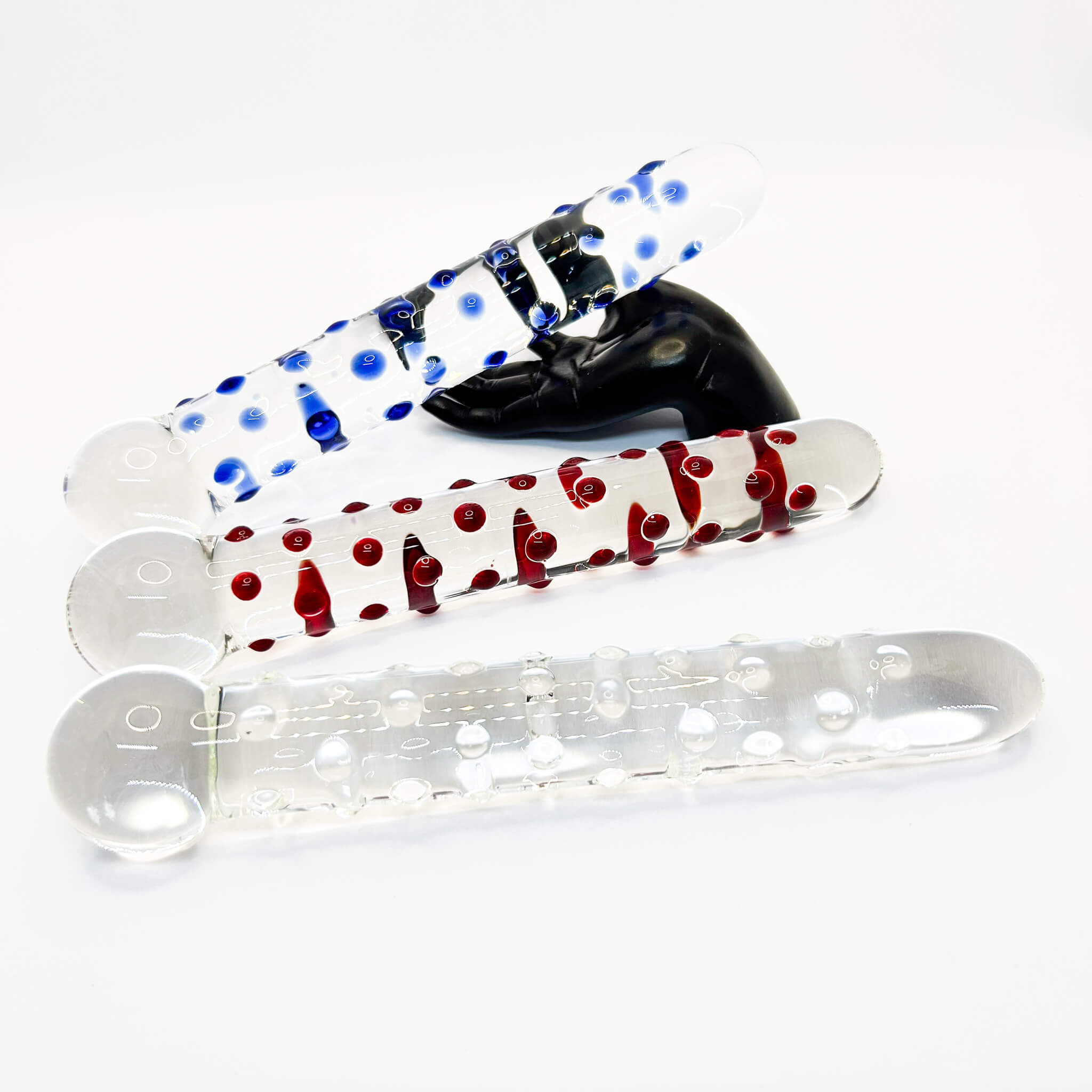 Dotted glass dildo