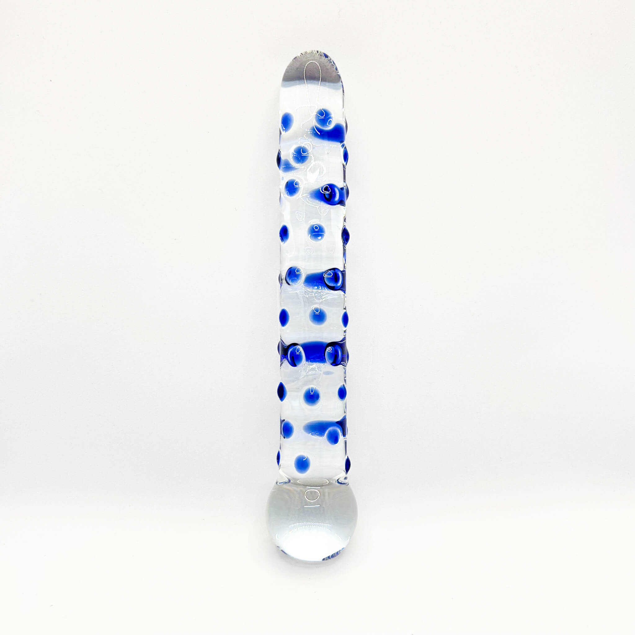 Dotted glass dildo blue