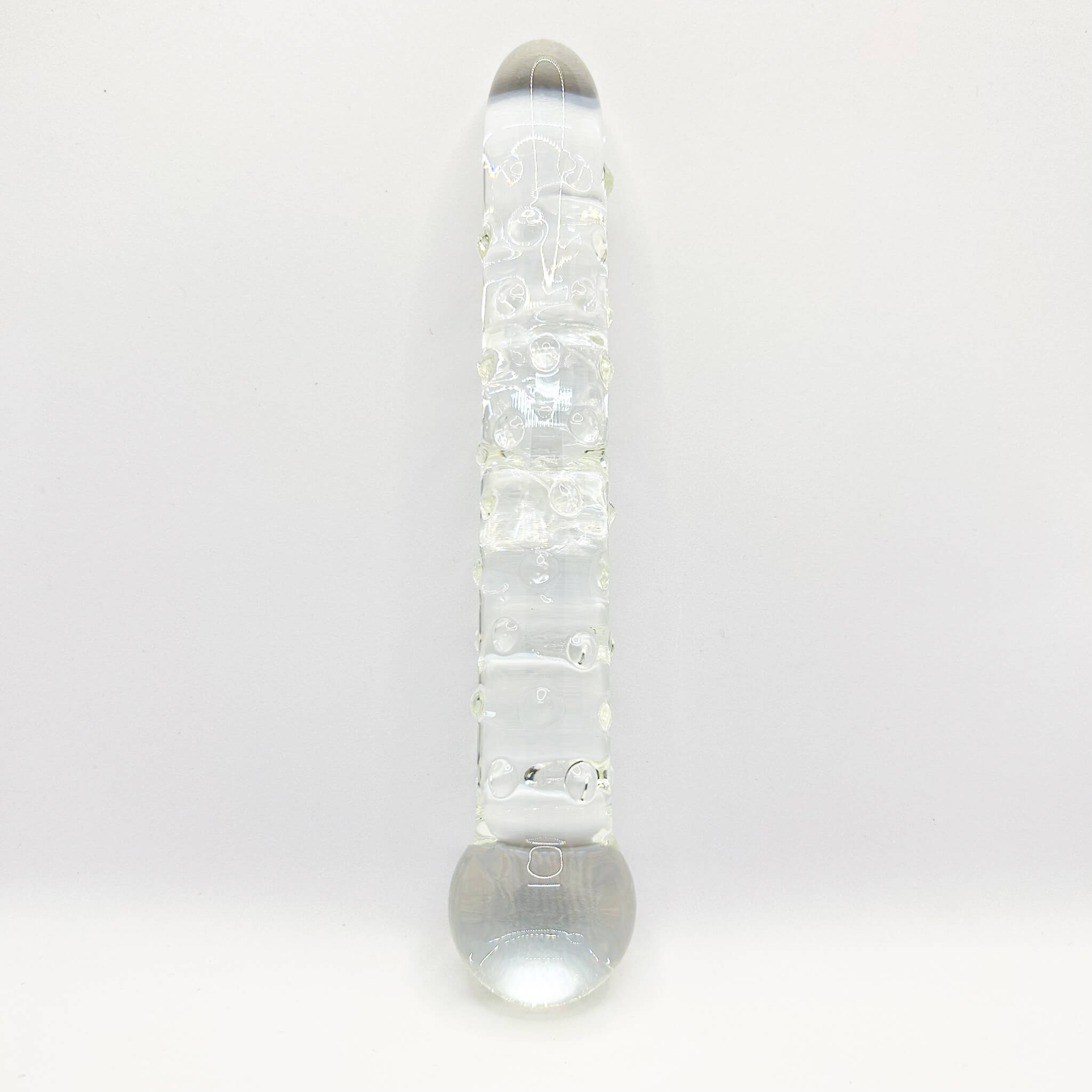 Dotted glass dildo clear