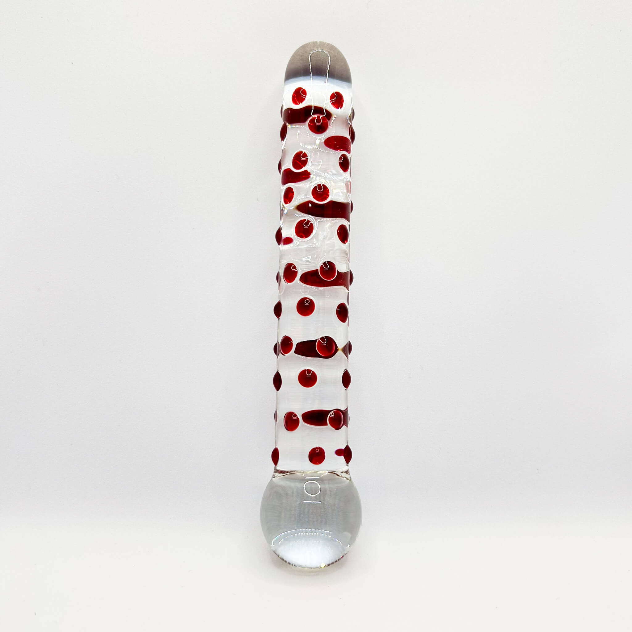 Dotted glass dildo red