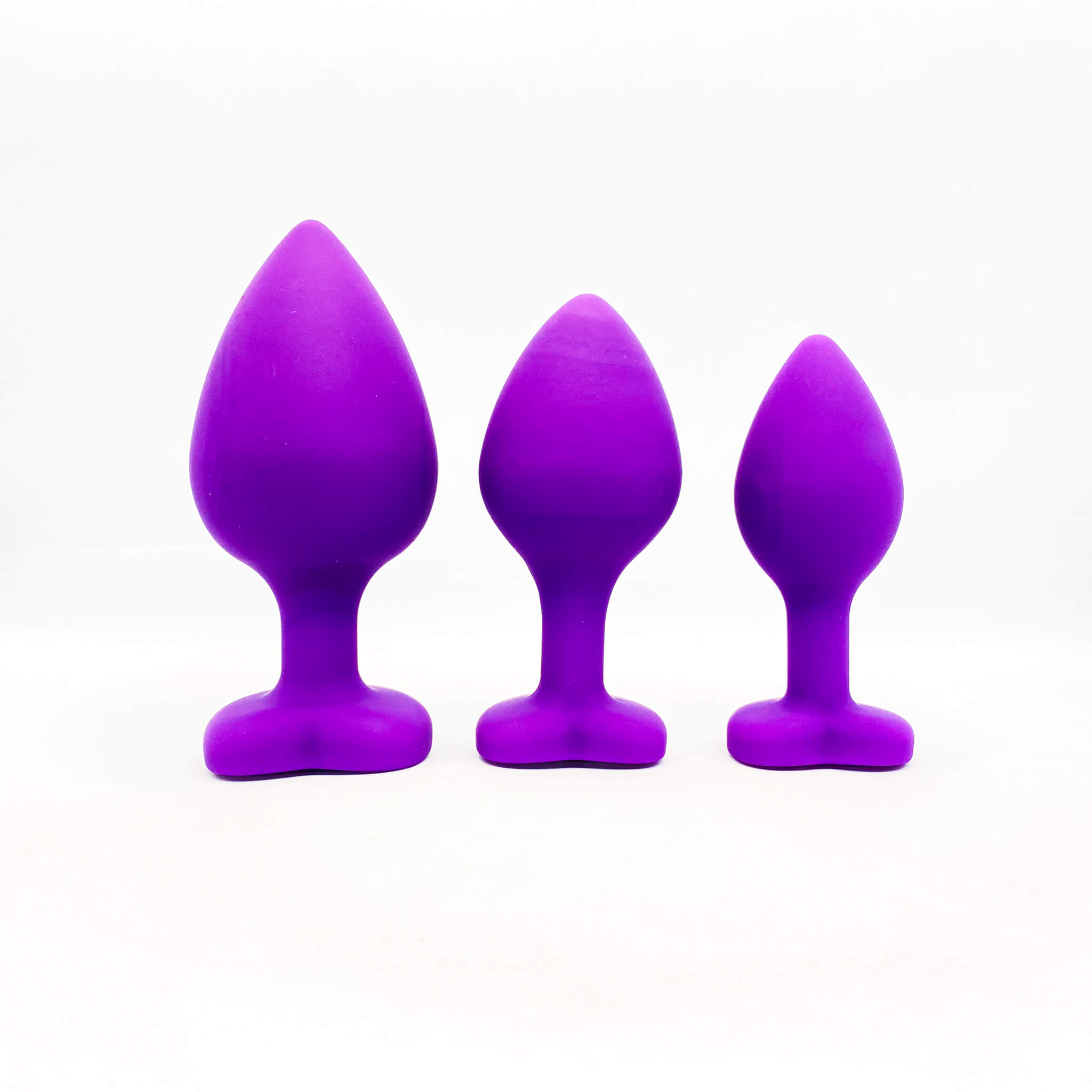 Heart Shaped Silicone Butt Plug Set 3pcs purple