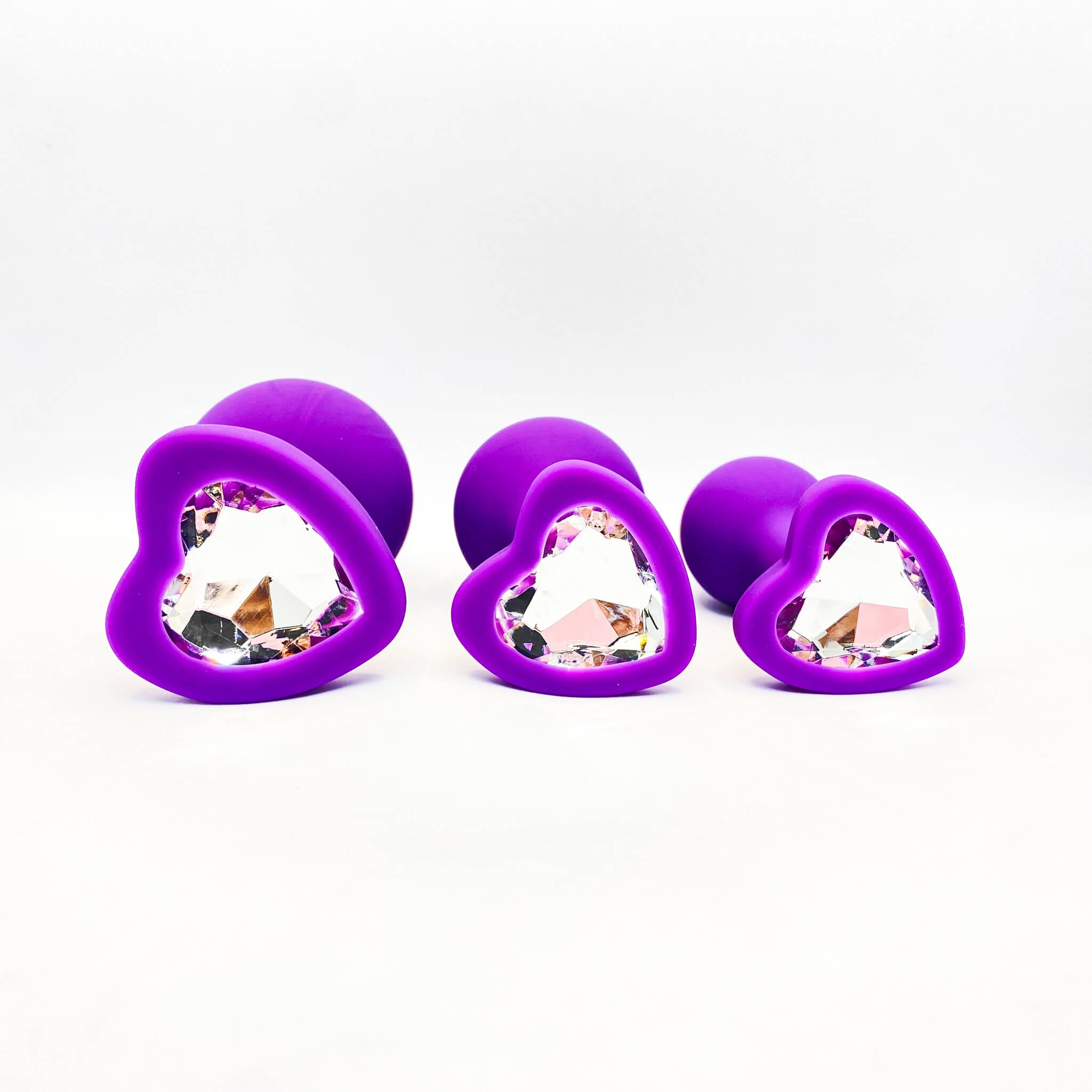 Heart Shaped Silicone Butt Plug Set purple