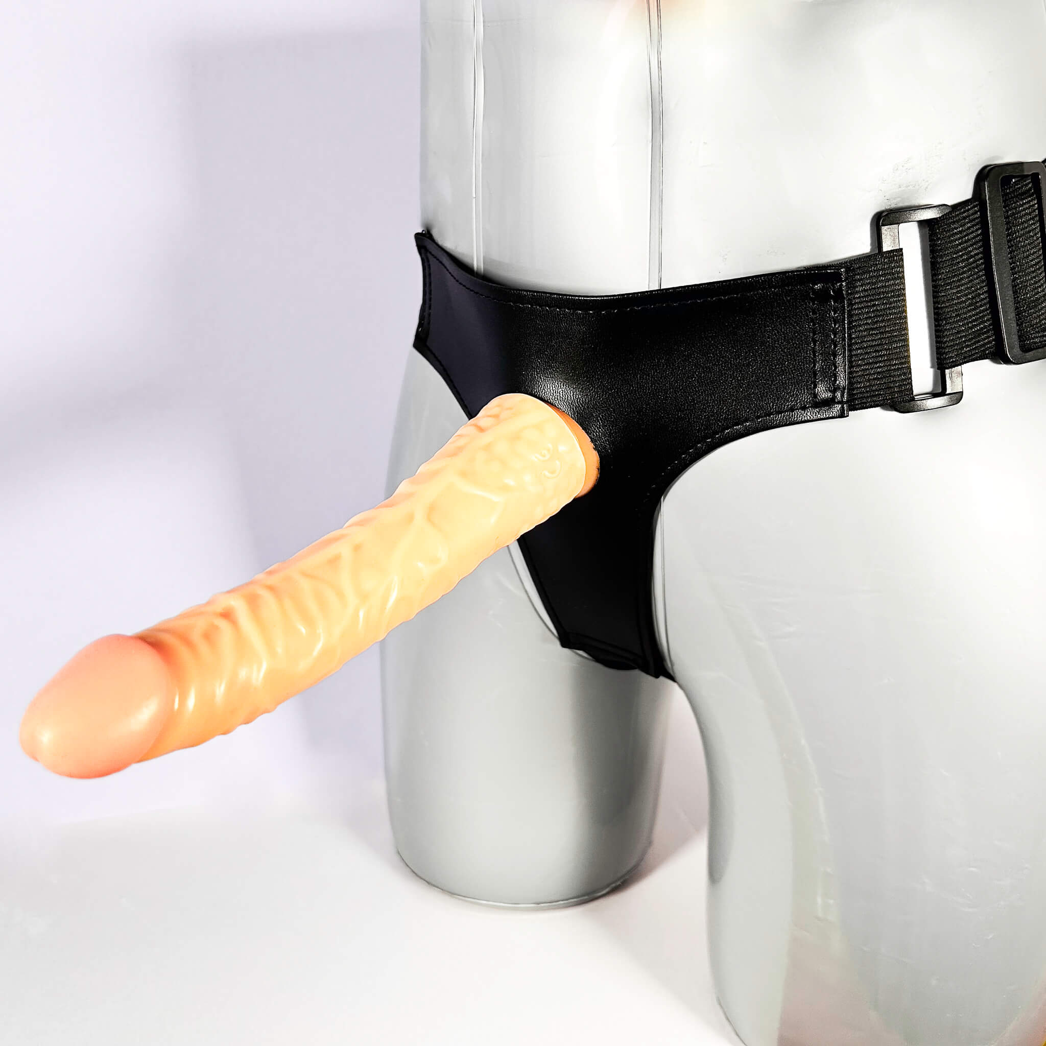 Lengthy Liberation Strap On Dildo on a white background