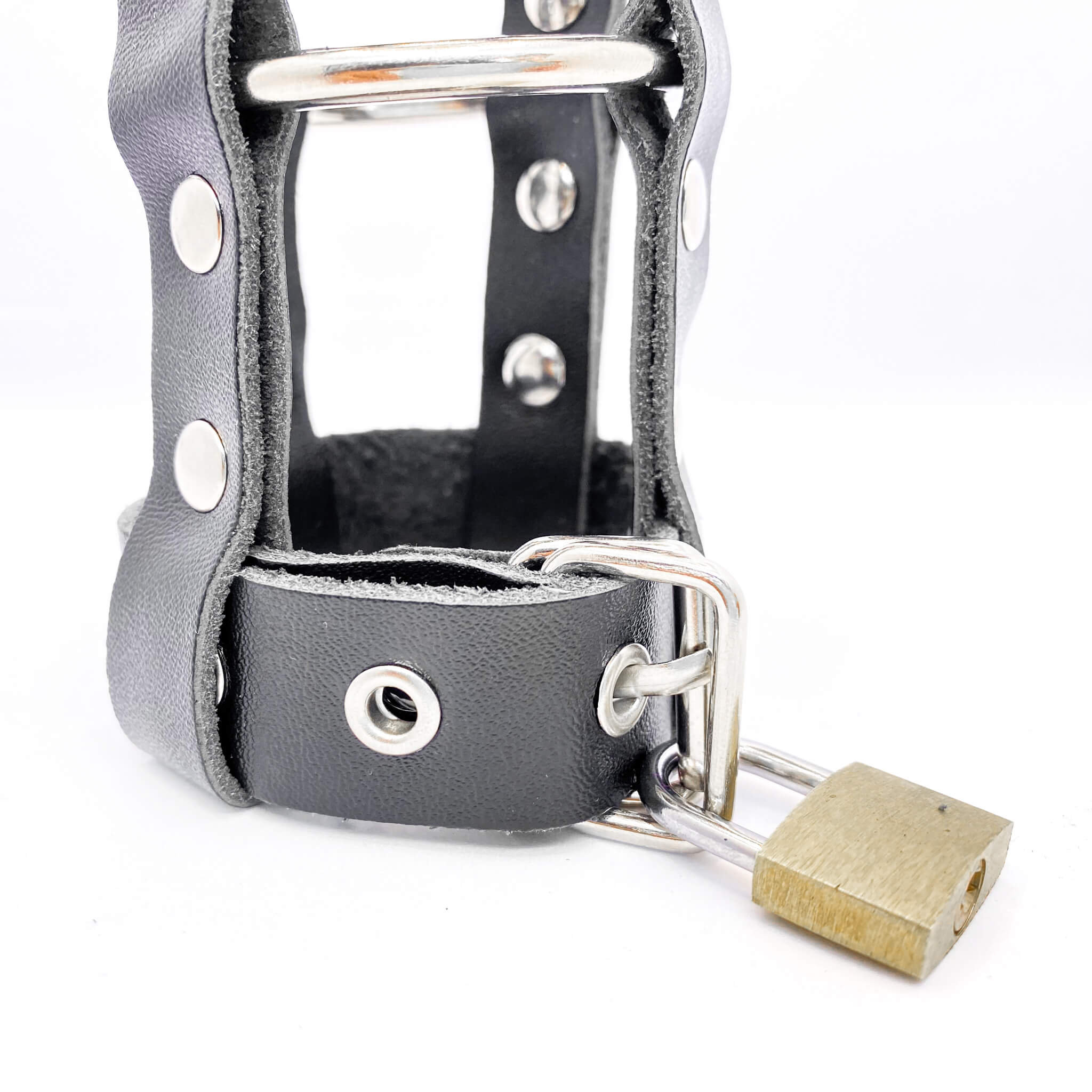 Lockable Leather Cock chastity cage