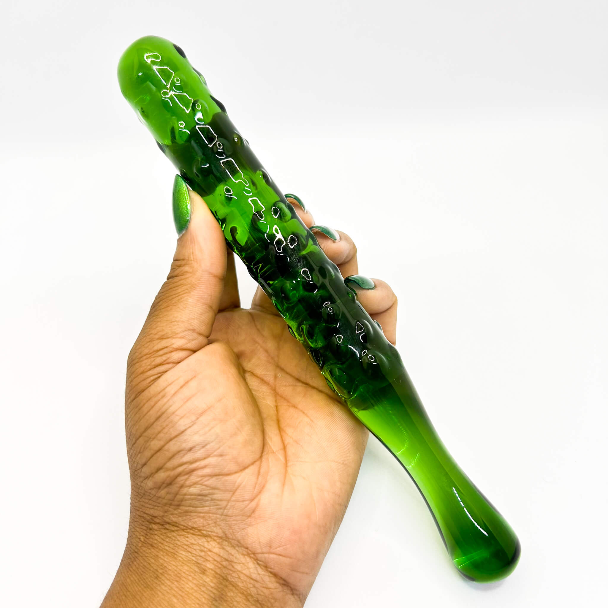 Loofah glass dildo