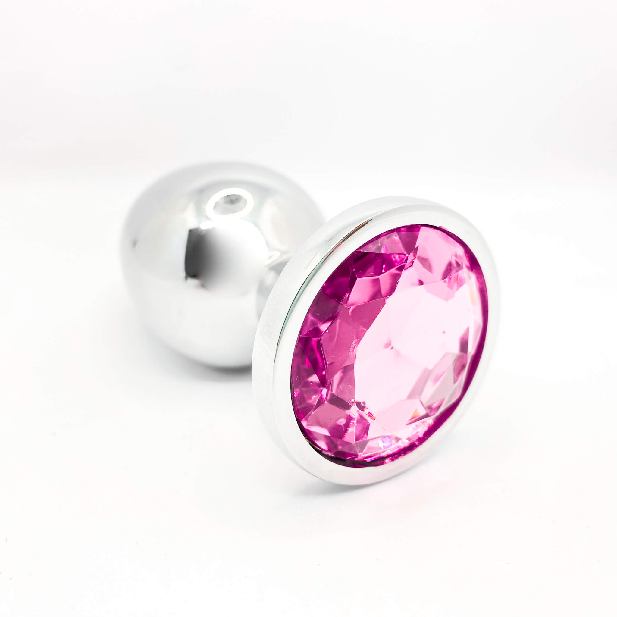 Metal Jeweled butt plug pink large
