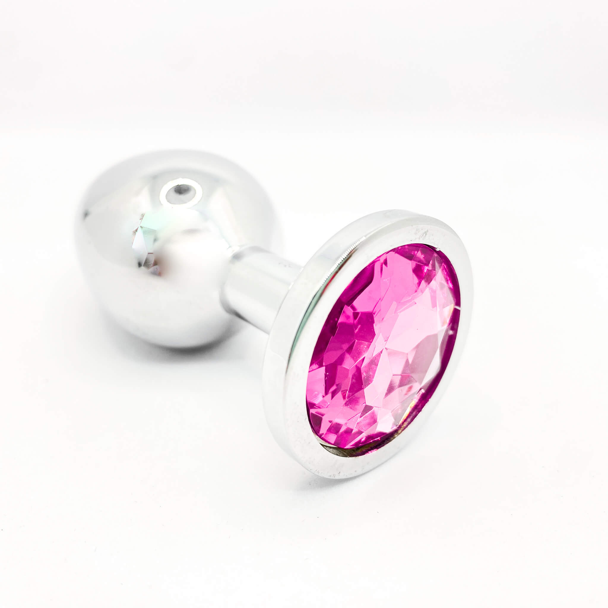 Metal Jeweled butt plug pink medium