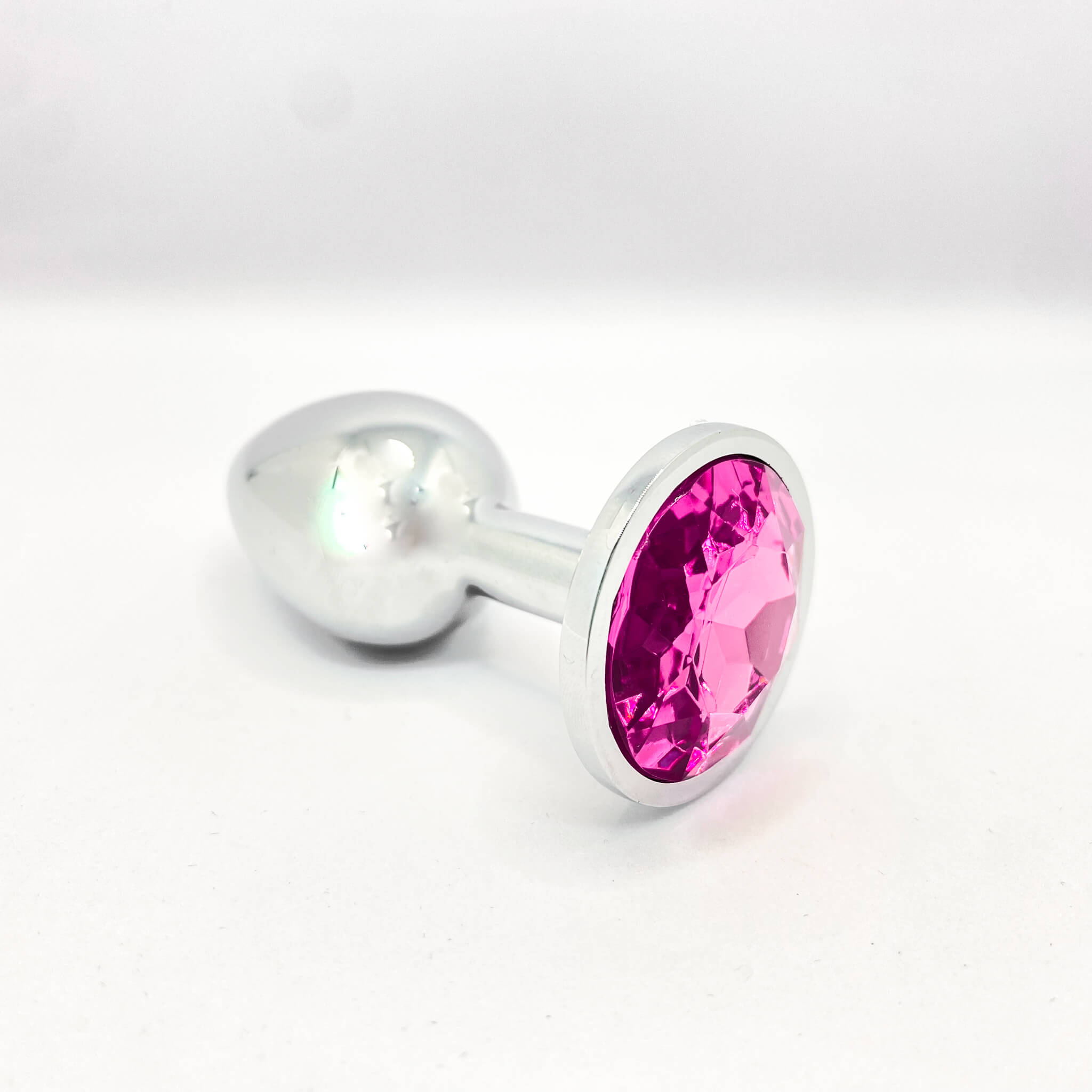 Metal Jeweled butt plug pink small