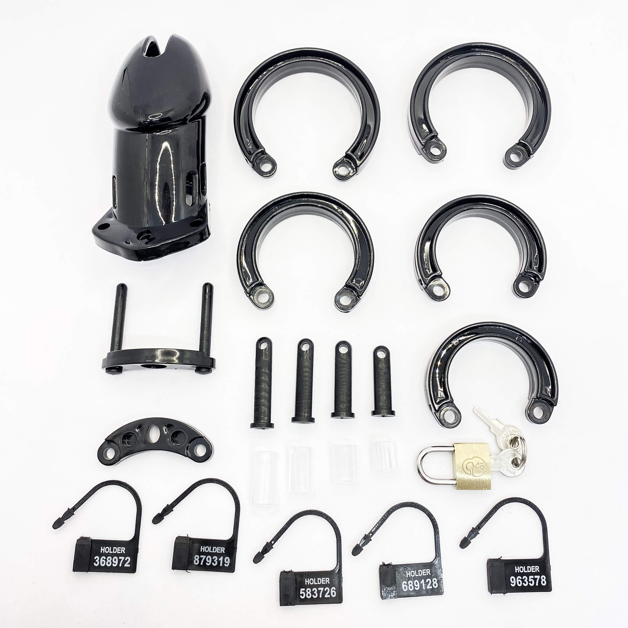 Plastic Male Chastity Cage with 5 Rings