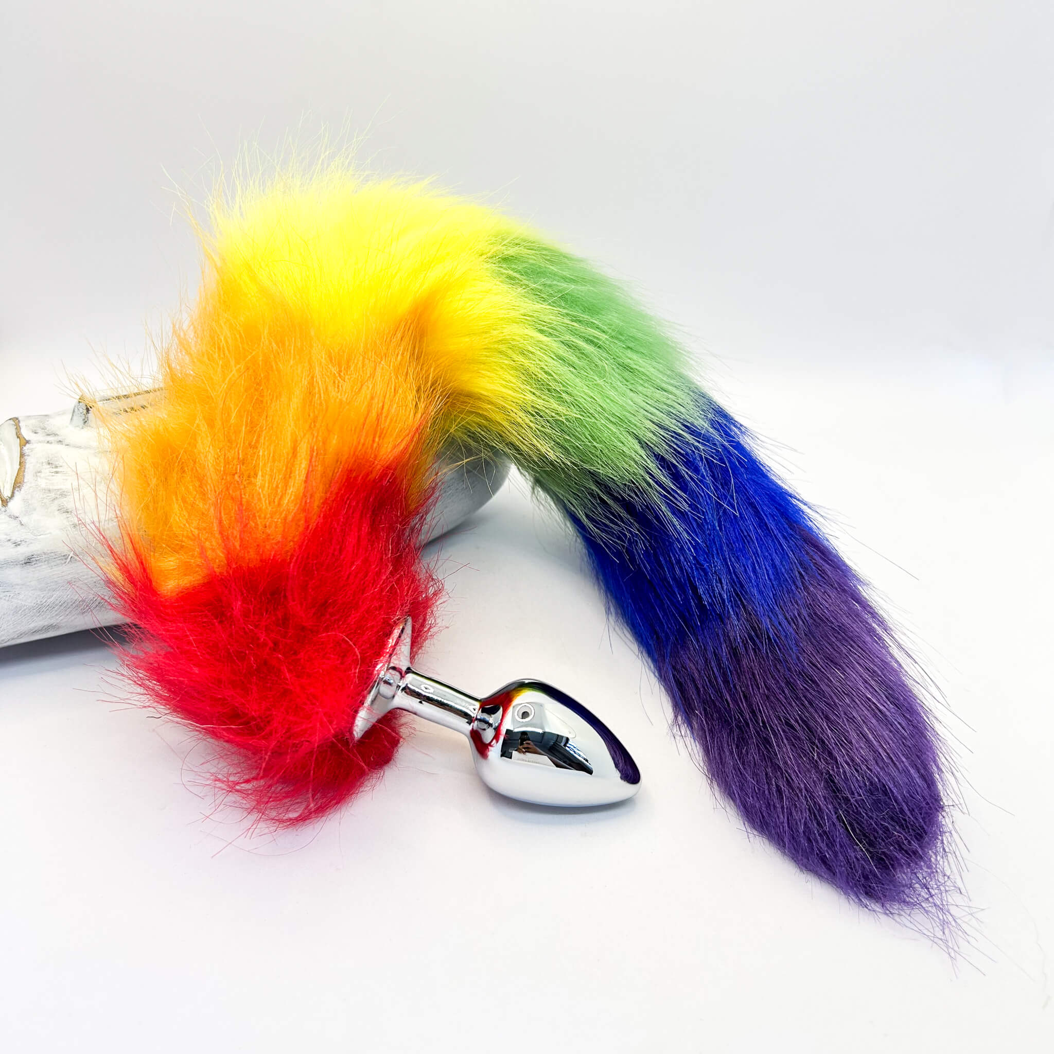 Rainbow Tail with Metal Butt Plug