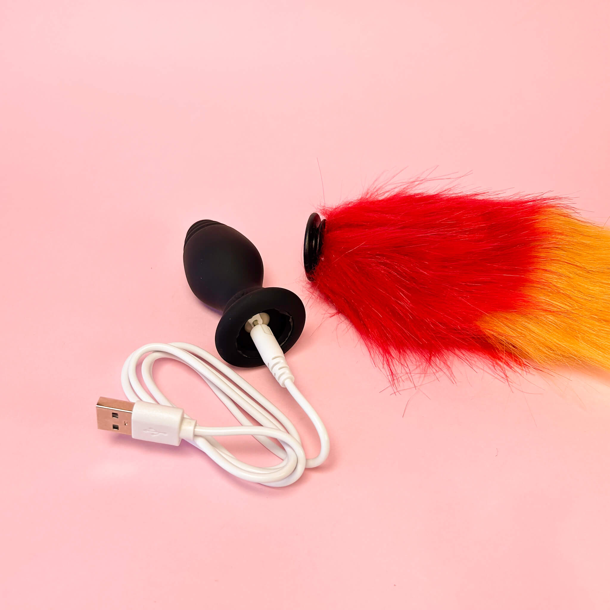 Rainbow Vibrating Remote Controlled Tail Butt Plug