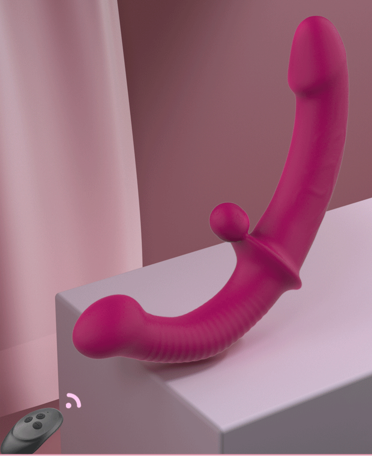 Remote Double Ended Dildo Vibrator With Clit Stimulator Ball