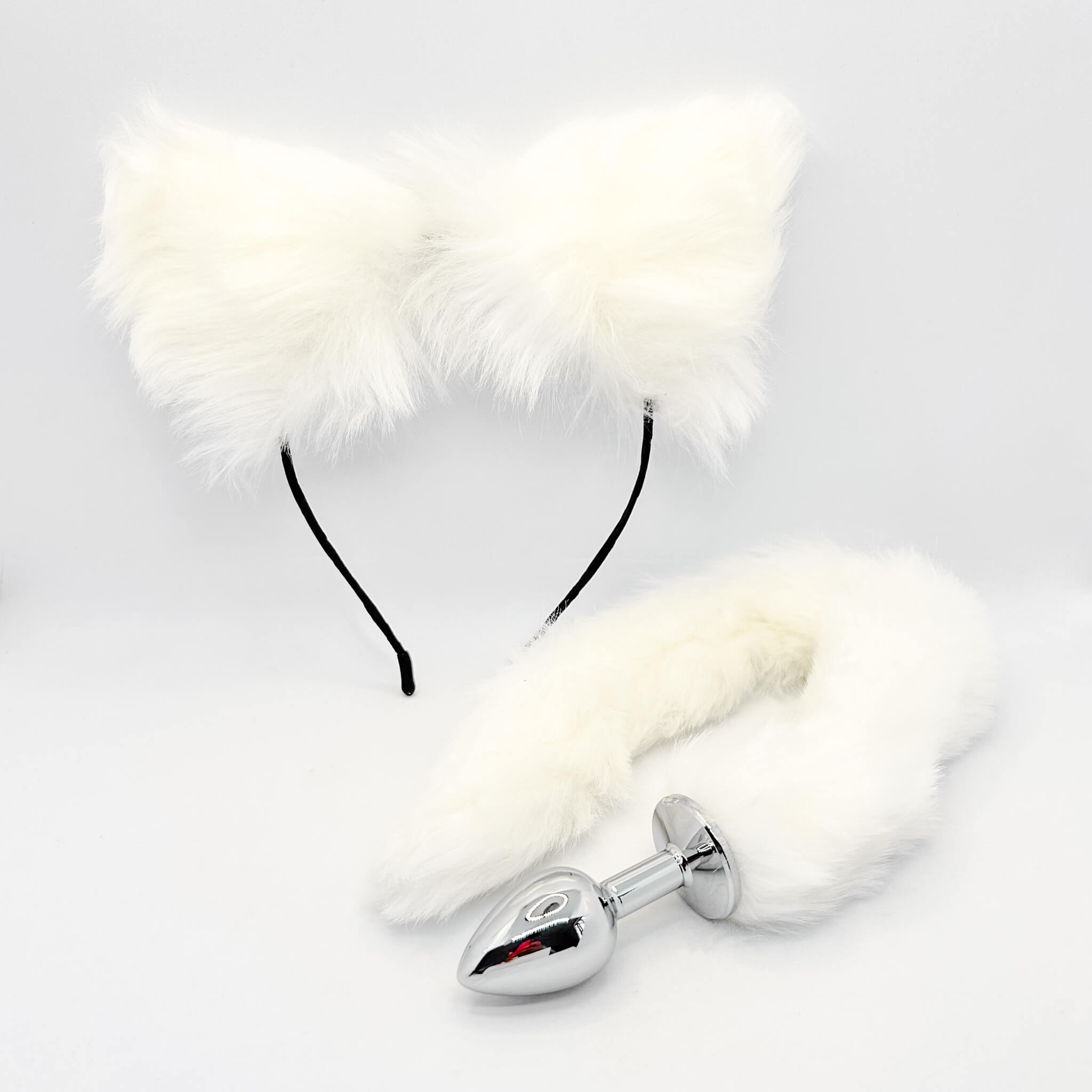 Sexy Fox Tail Butt Plug and Ears Set white