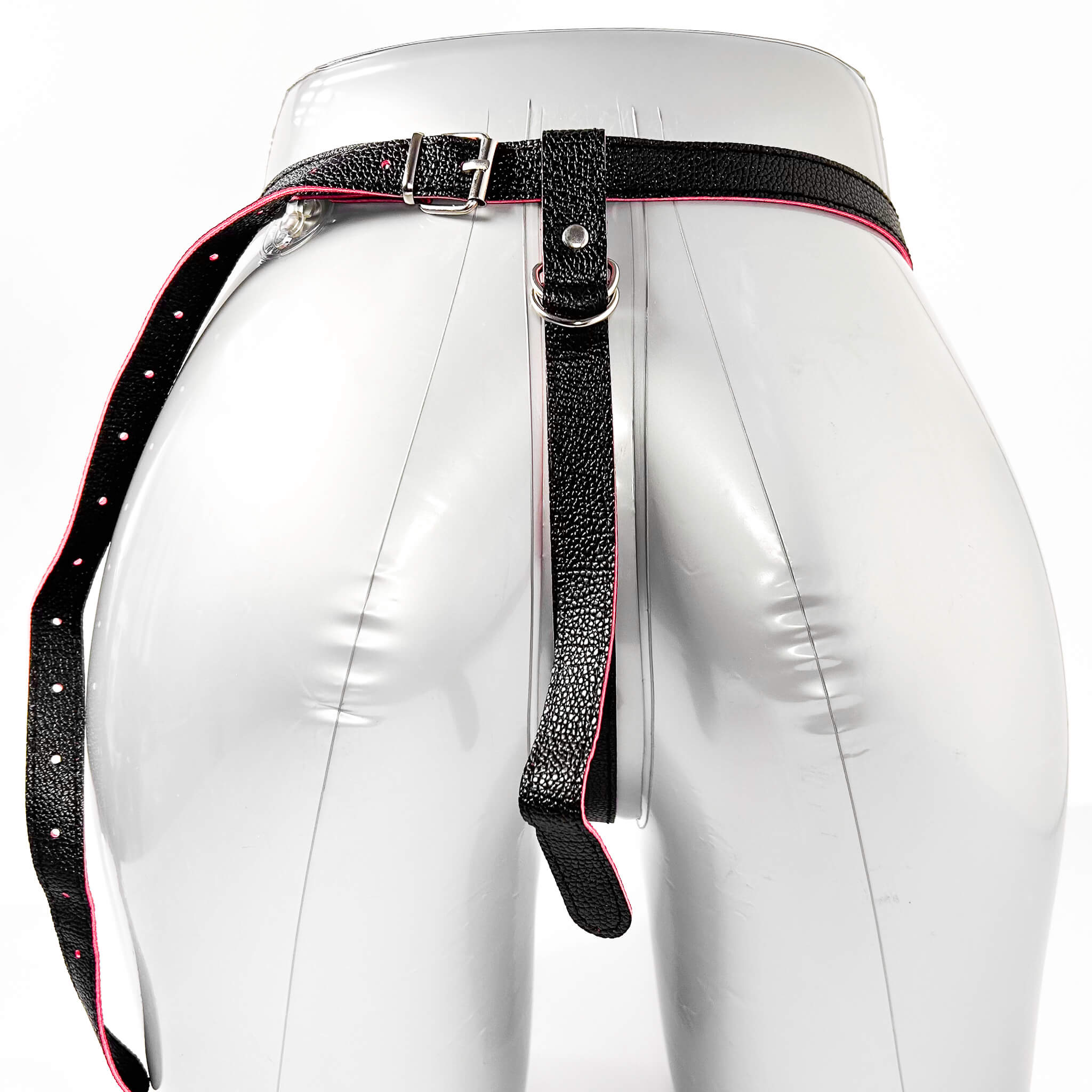 Black belt with pink trim on a transparent white background
