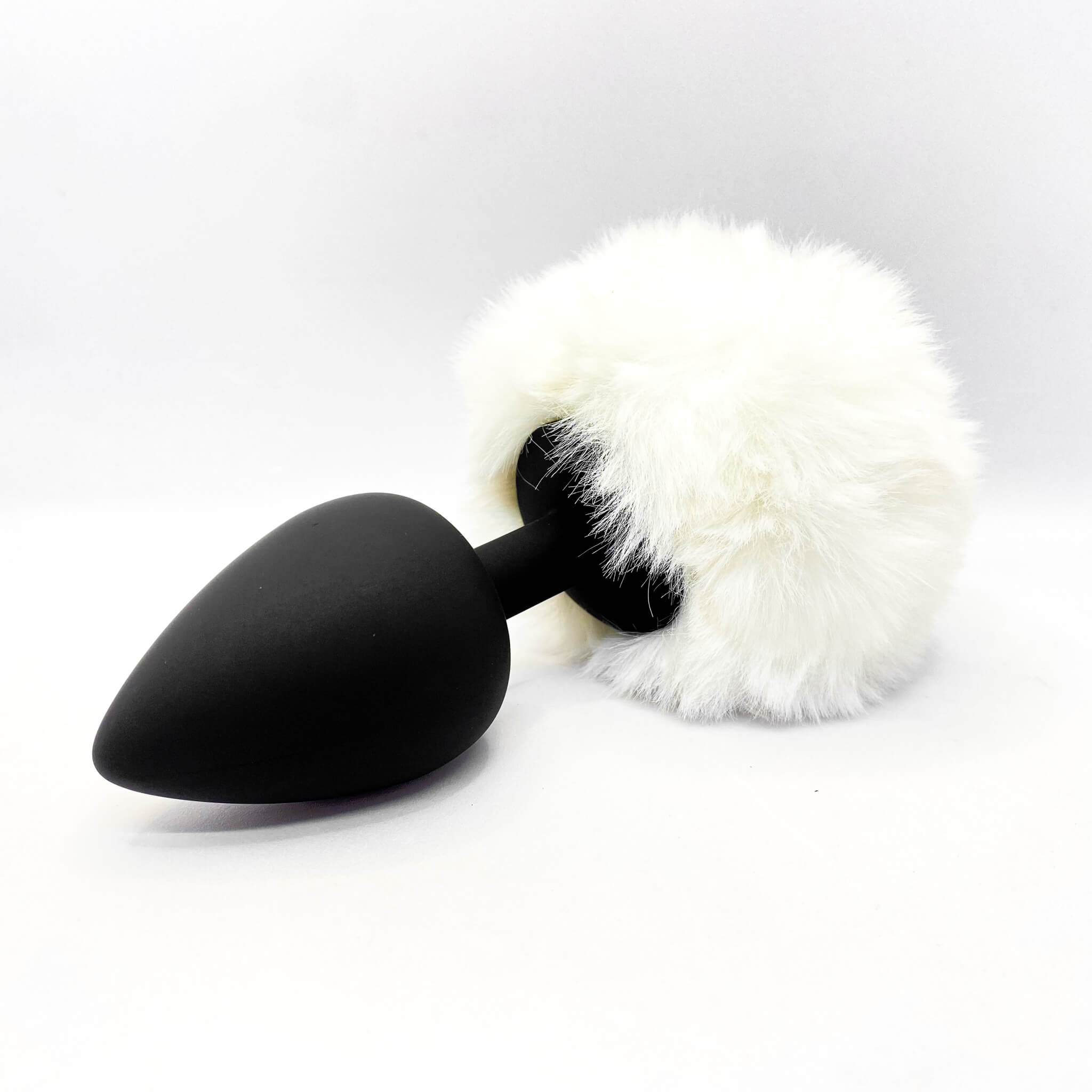 Silicone bunny tail butt plug white