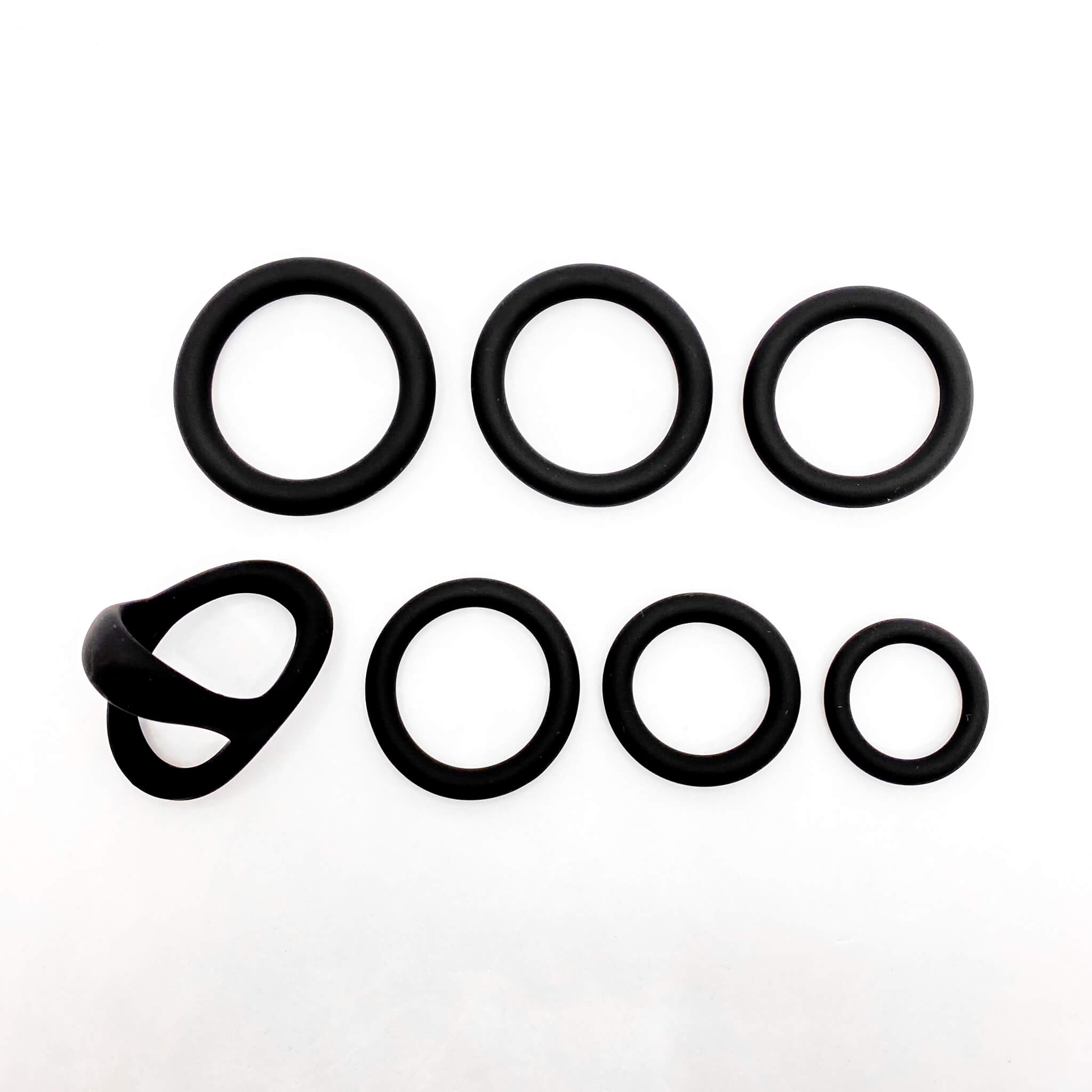 Stay & Play Silicone Penis Ring Set (7pcs) black