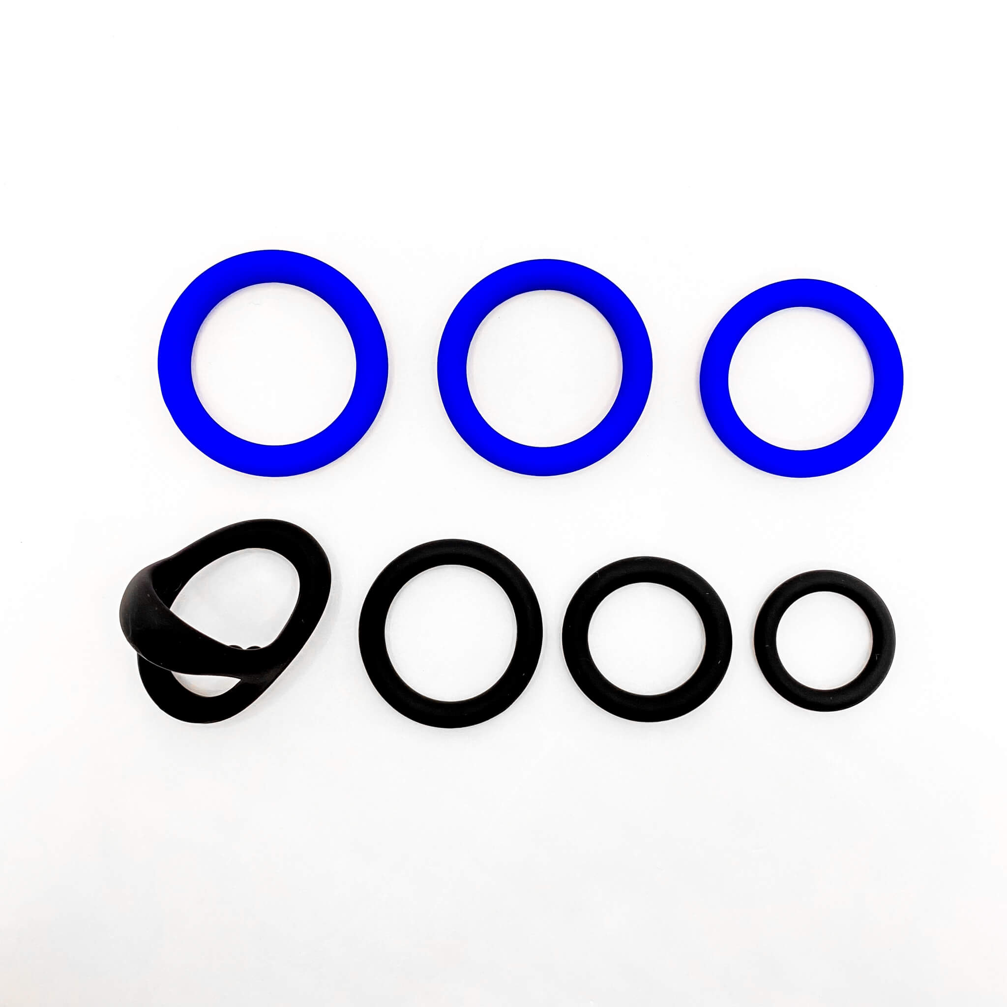 Stay & Play Silicone Penis Ring Set (7pcs) blue