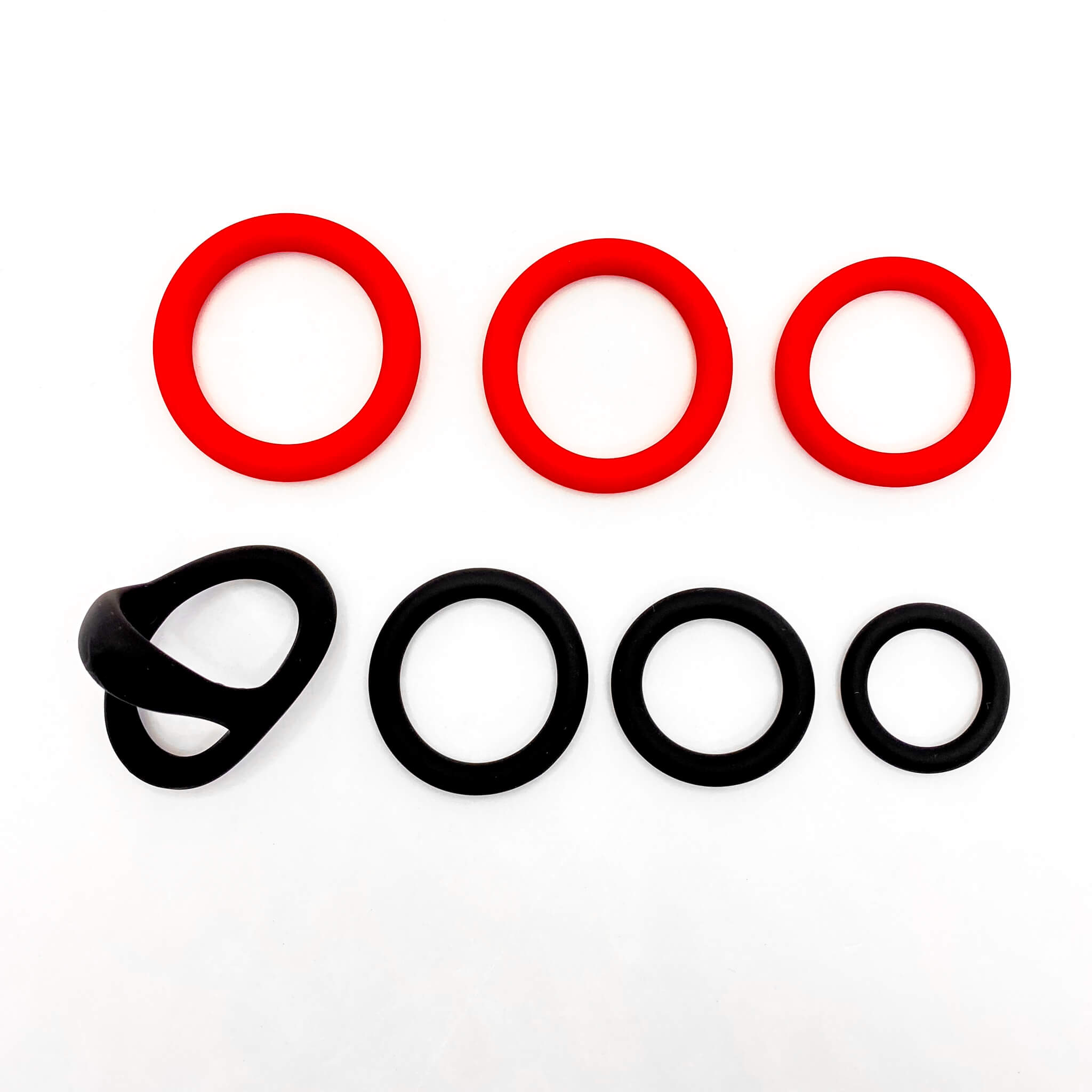Stay & Play Silicone Penis Ring Set (7pcs) red