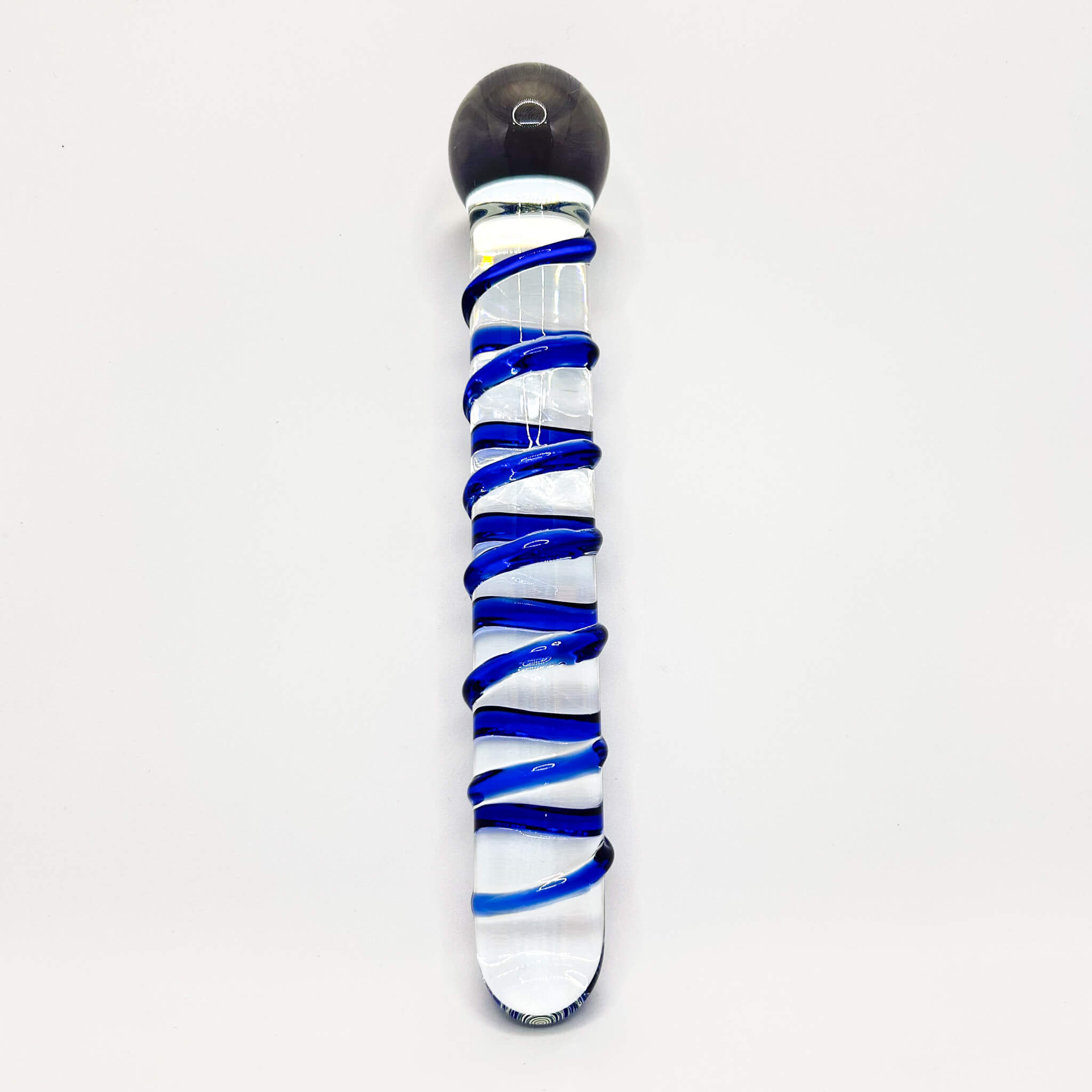 Swirly glass dildo blue