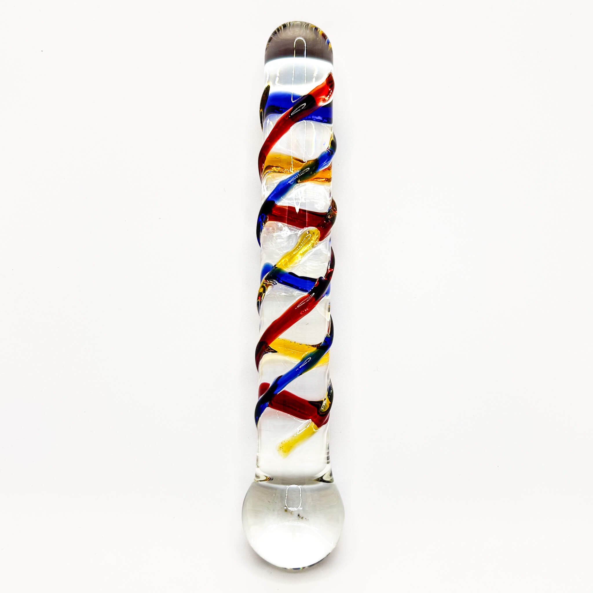 Swirly glass dildo rainbow