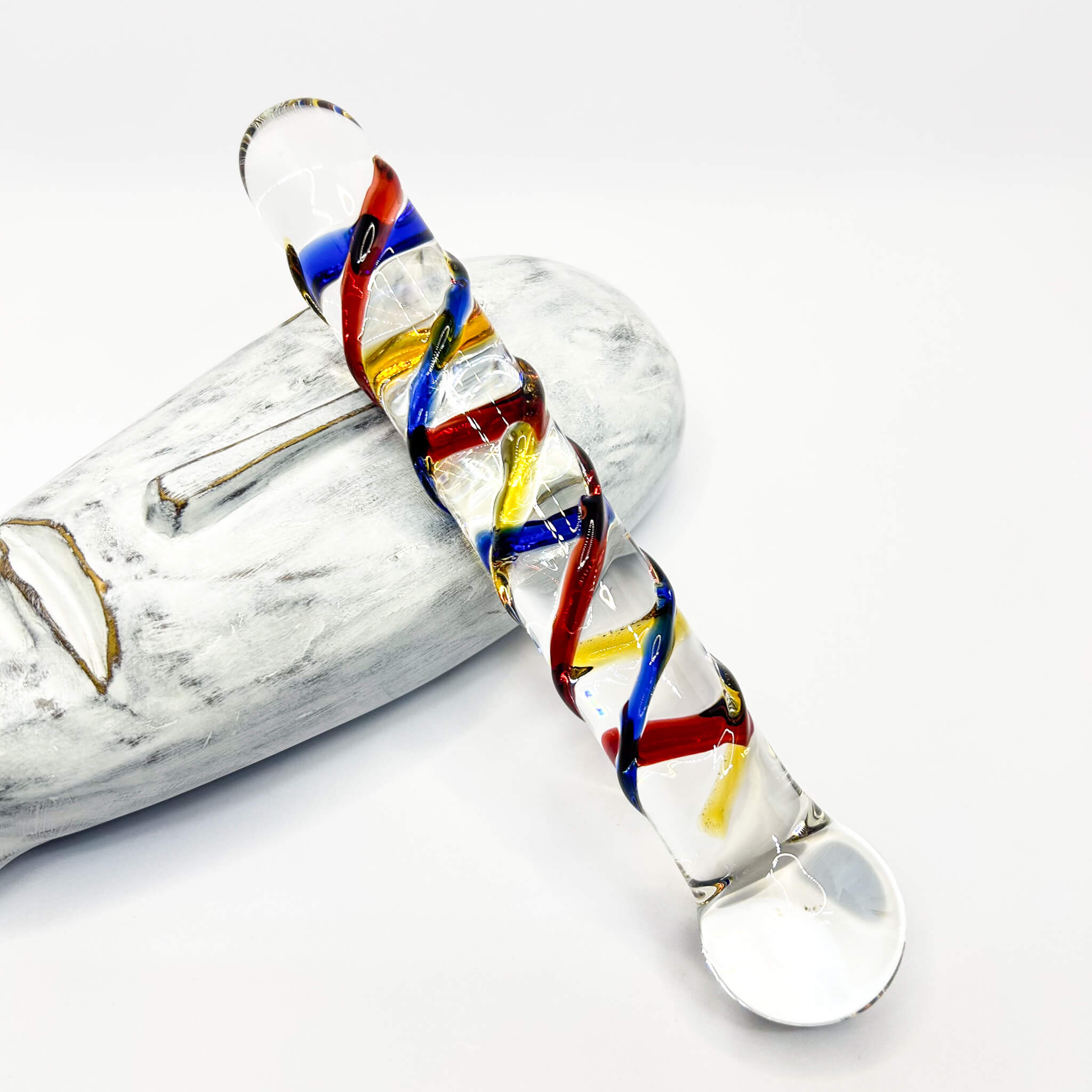 Swirly glass dildo massager