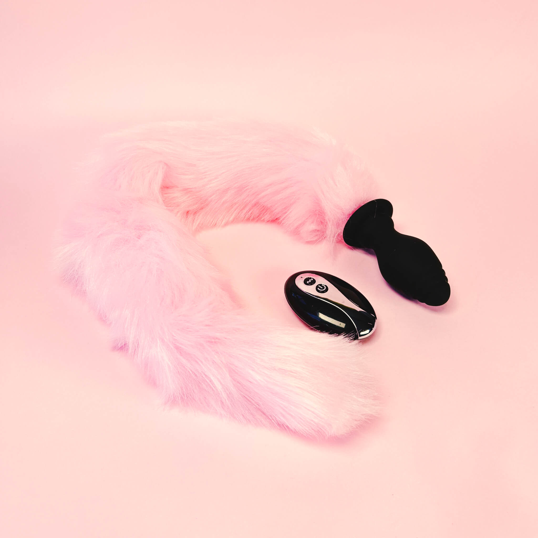 Vibrating Remote Controlled Tail Butt Plug Pink
