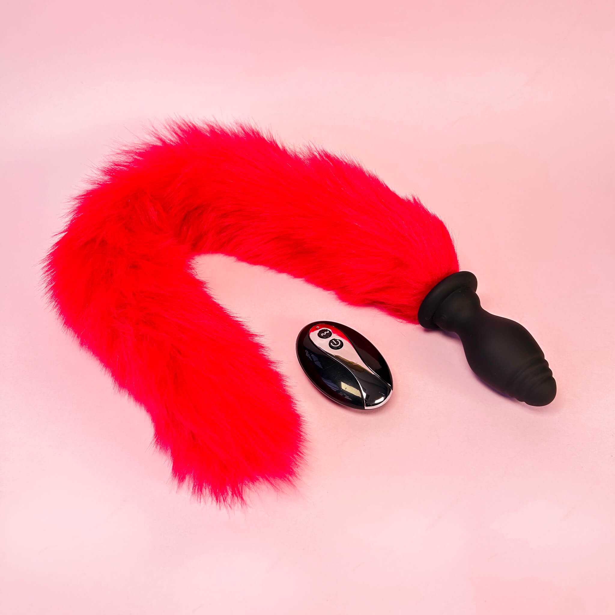Vibrating Remote Controlled Tail Butt Plug Red
