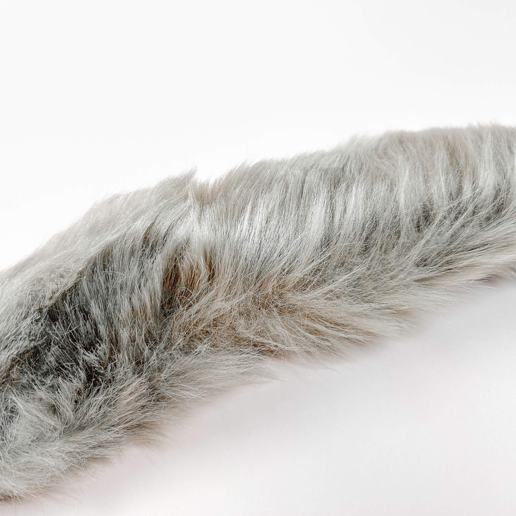 grey Extra Long Tail With Metal Butt Plug on a white background