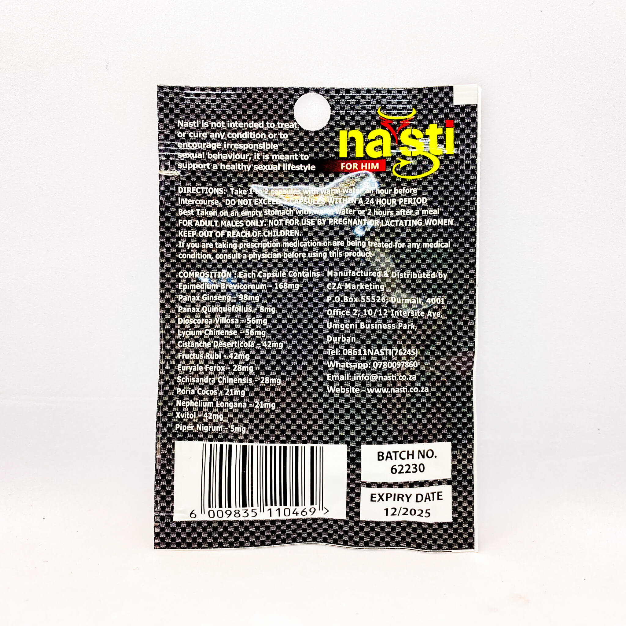 Nasti for Him ingridents