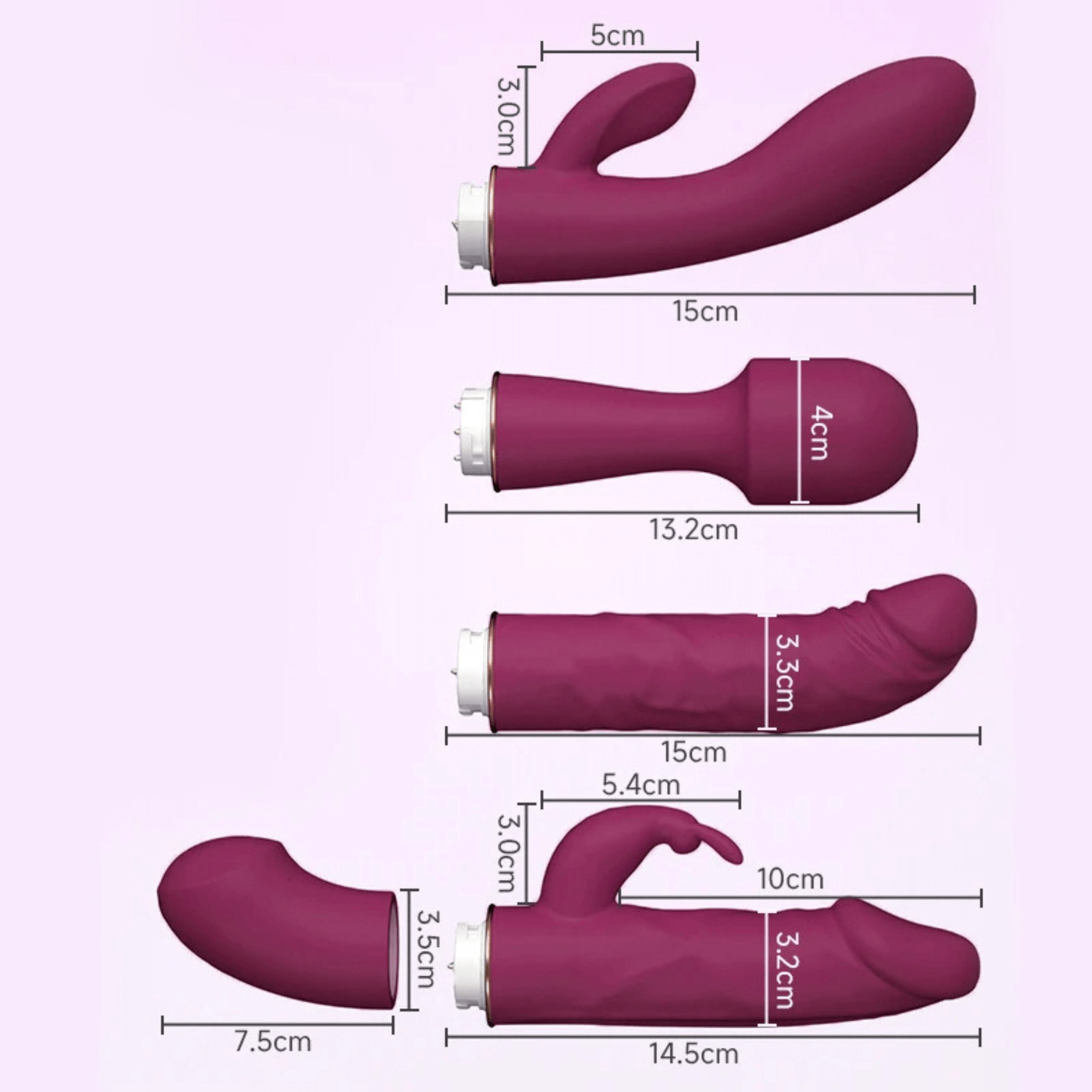 Measurement chart of a vibrator set on a pink background