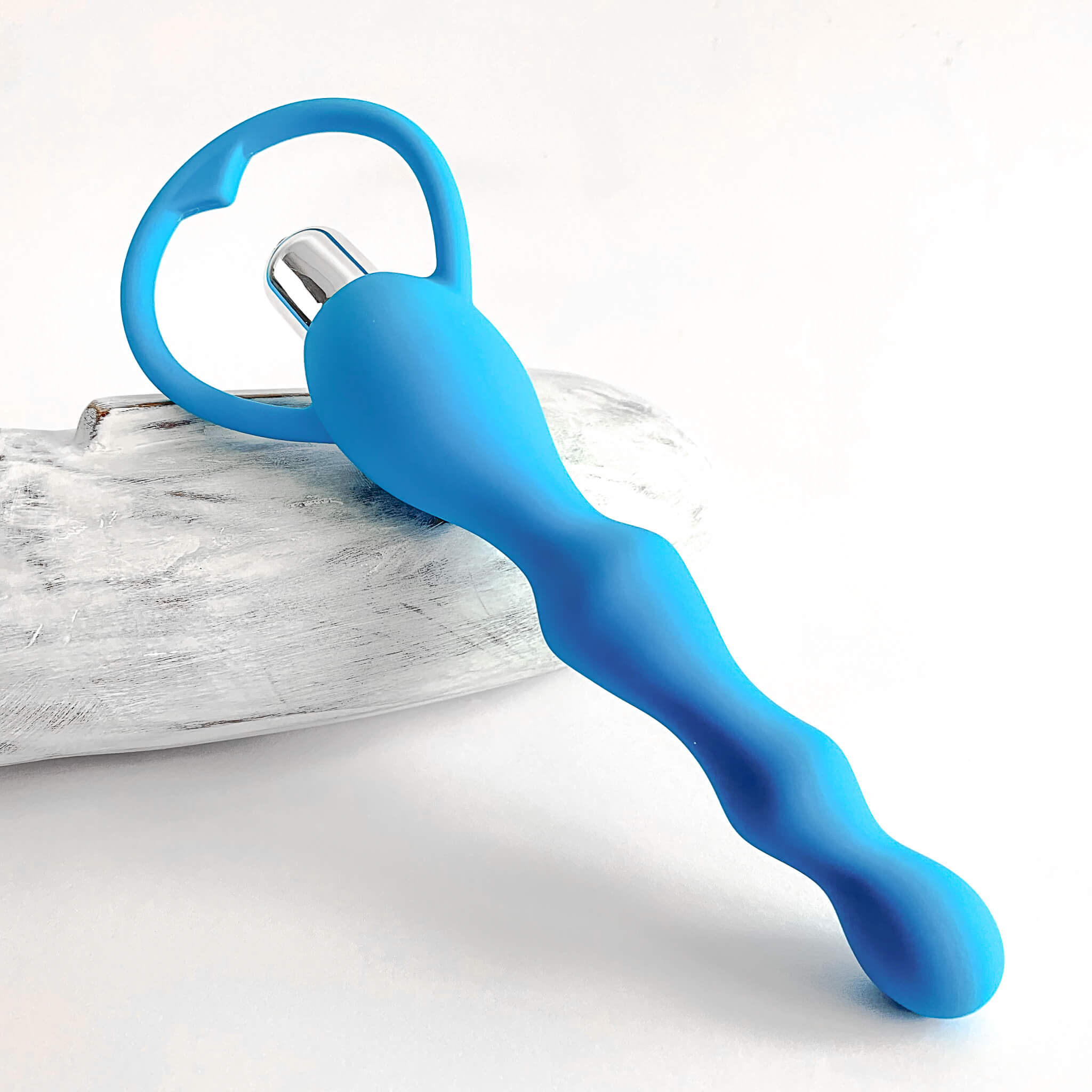 Extra Large Beaded Vibrating Anal Beads blue