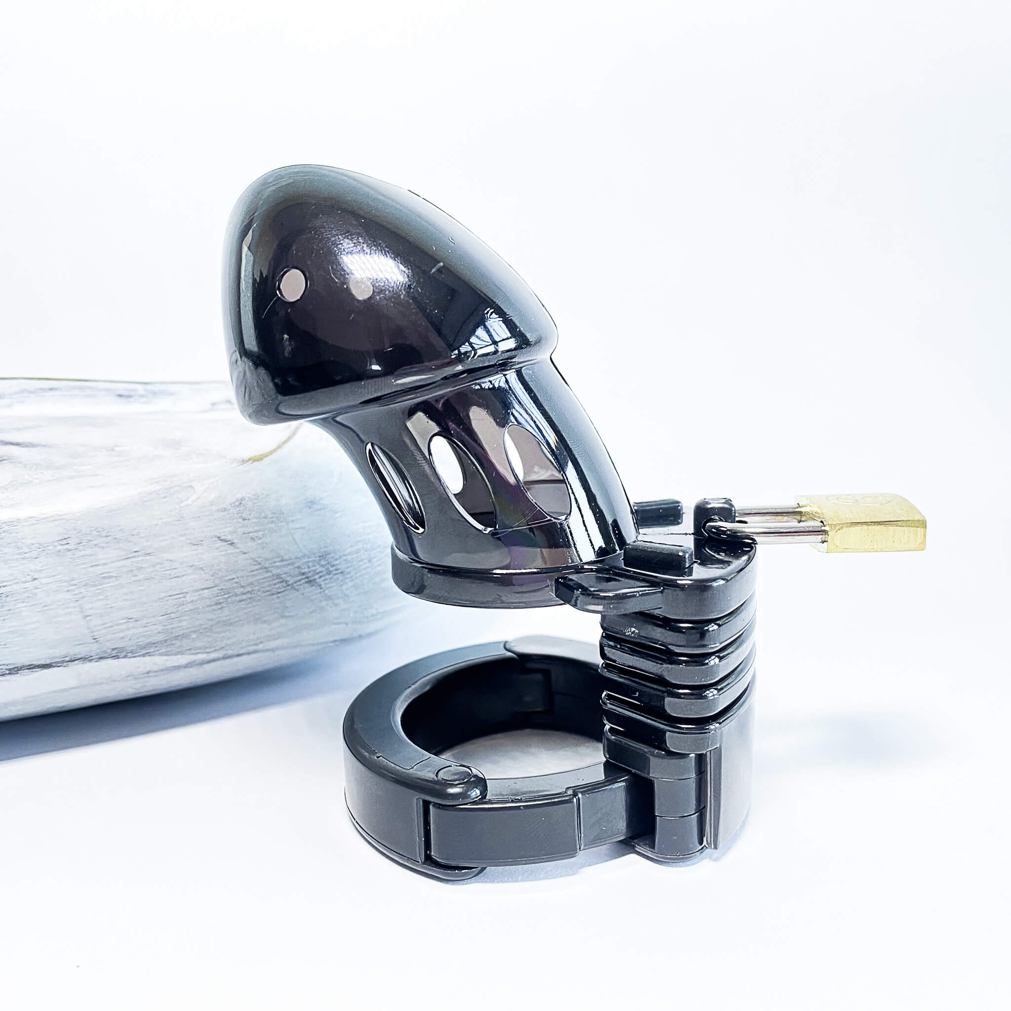 Short Rigid Plastic Chastity Cock Cage black