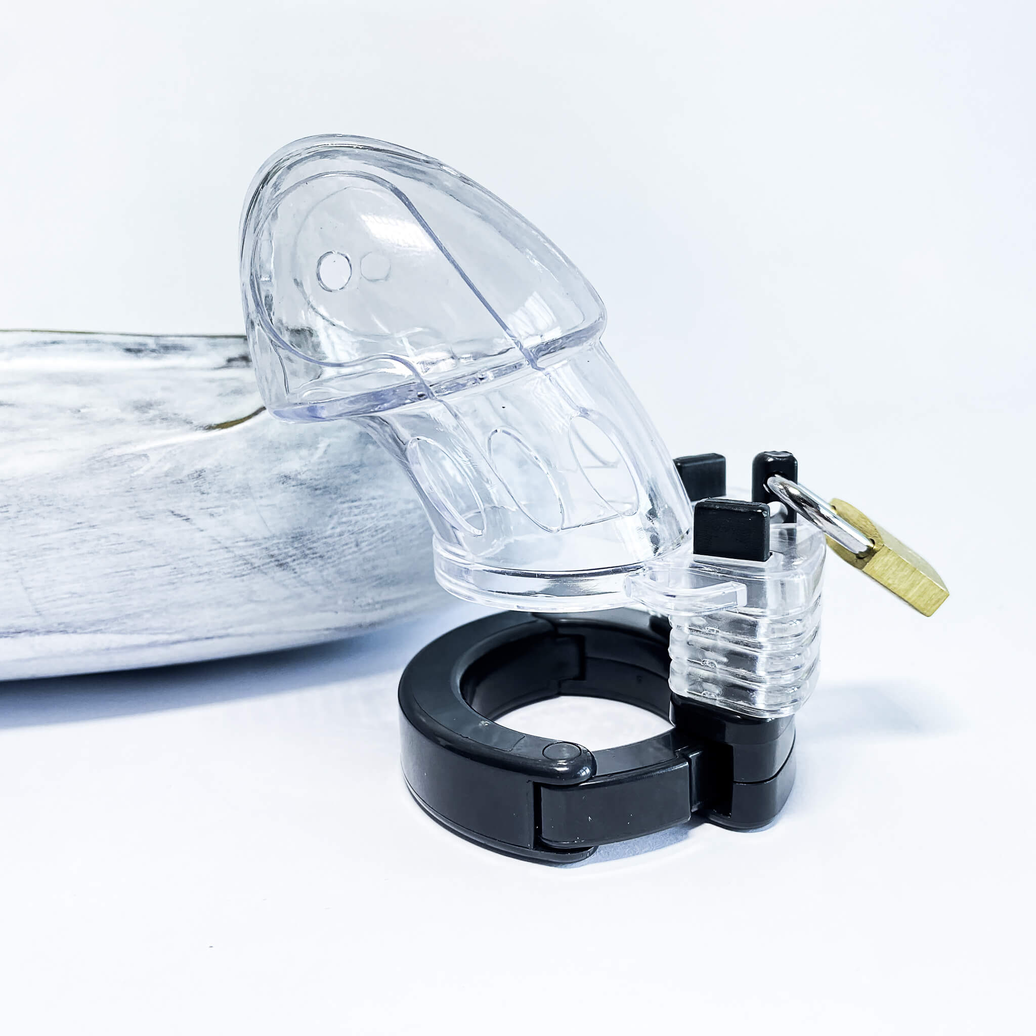 Short Rigid Plastic Chastity Cock Cage clear