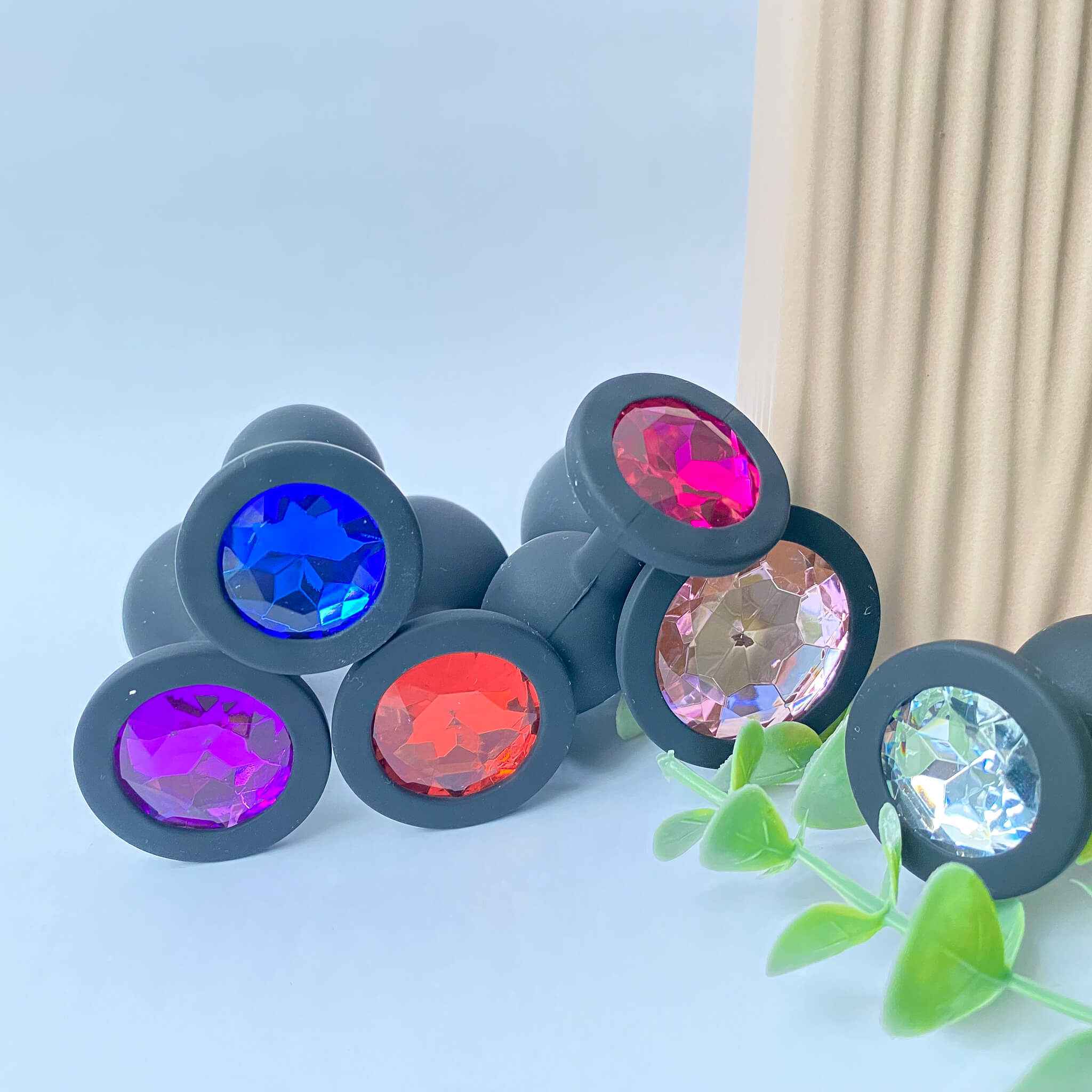 Black Silicone Jewelled Butt Plugs