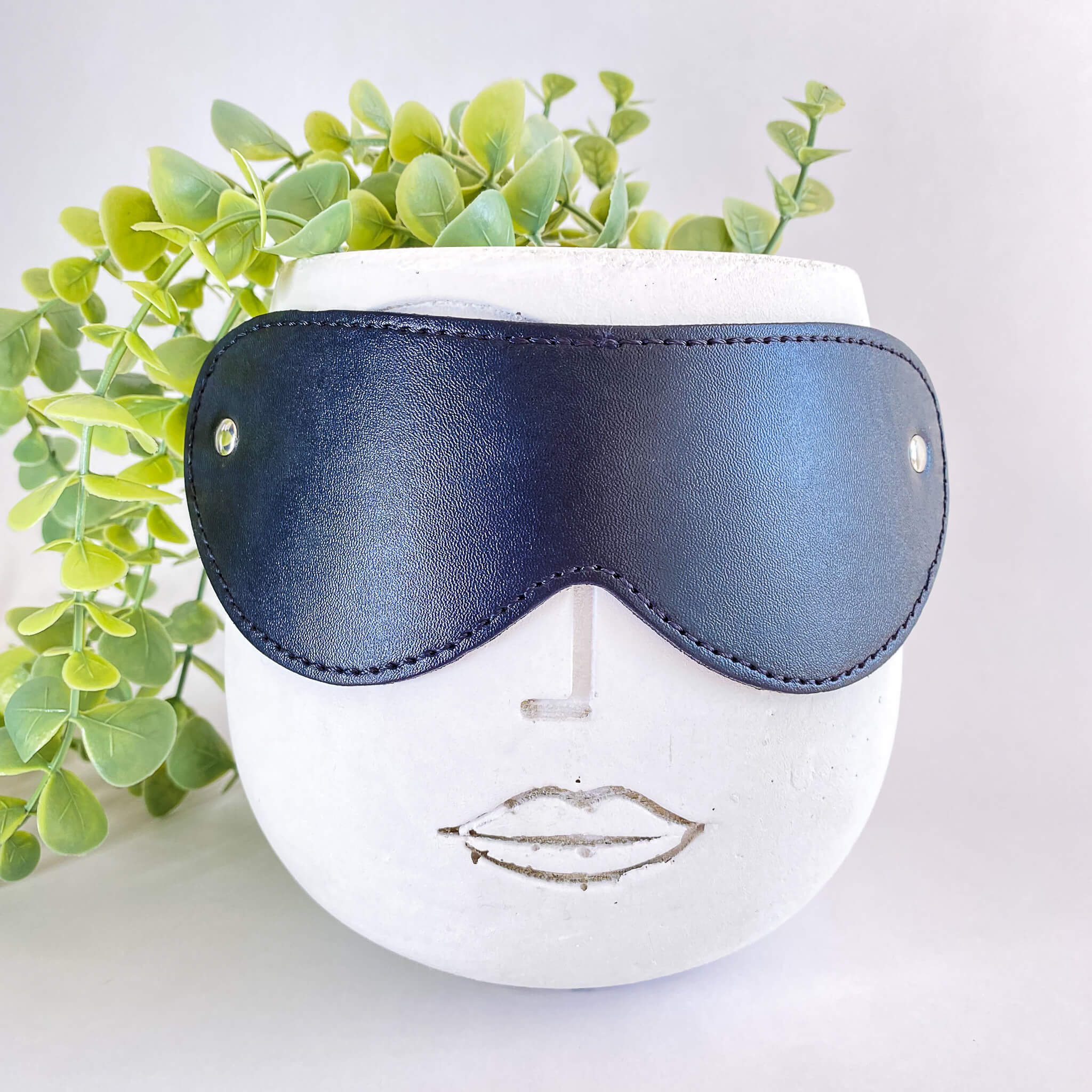 black leather blindfold mask