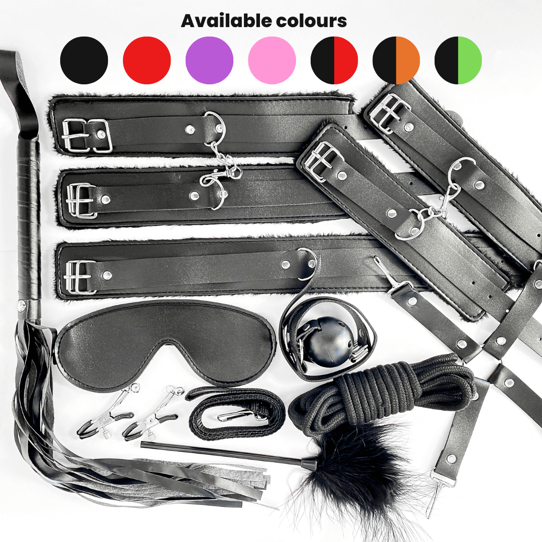 leather bondage kit black